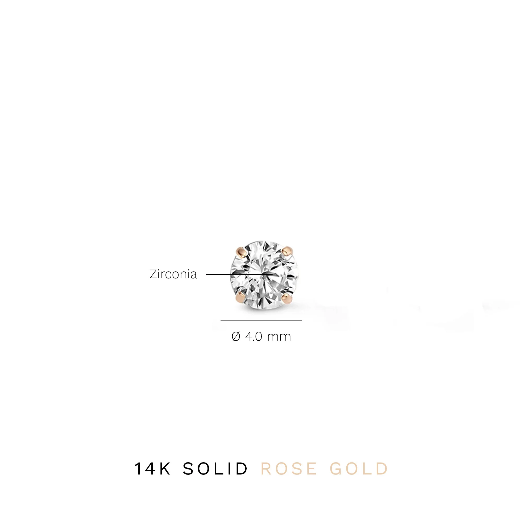 La Concorde Lourdes 14 karat rose gold ear studs with zirconia stone - Image 4