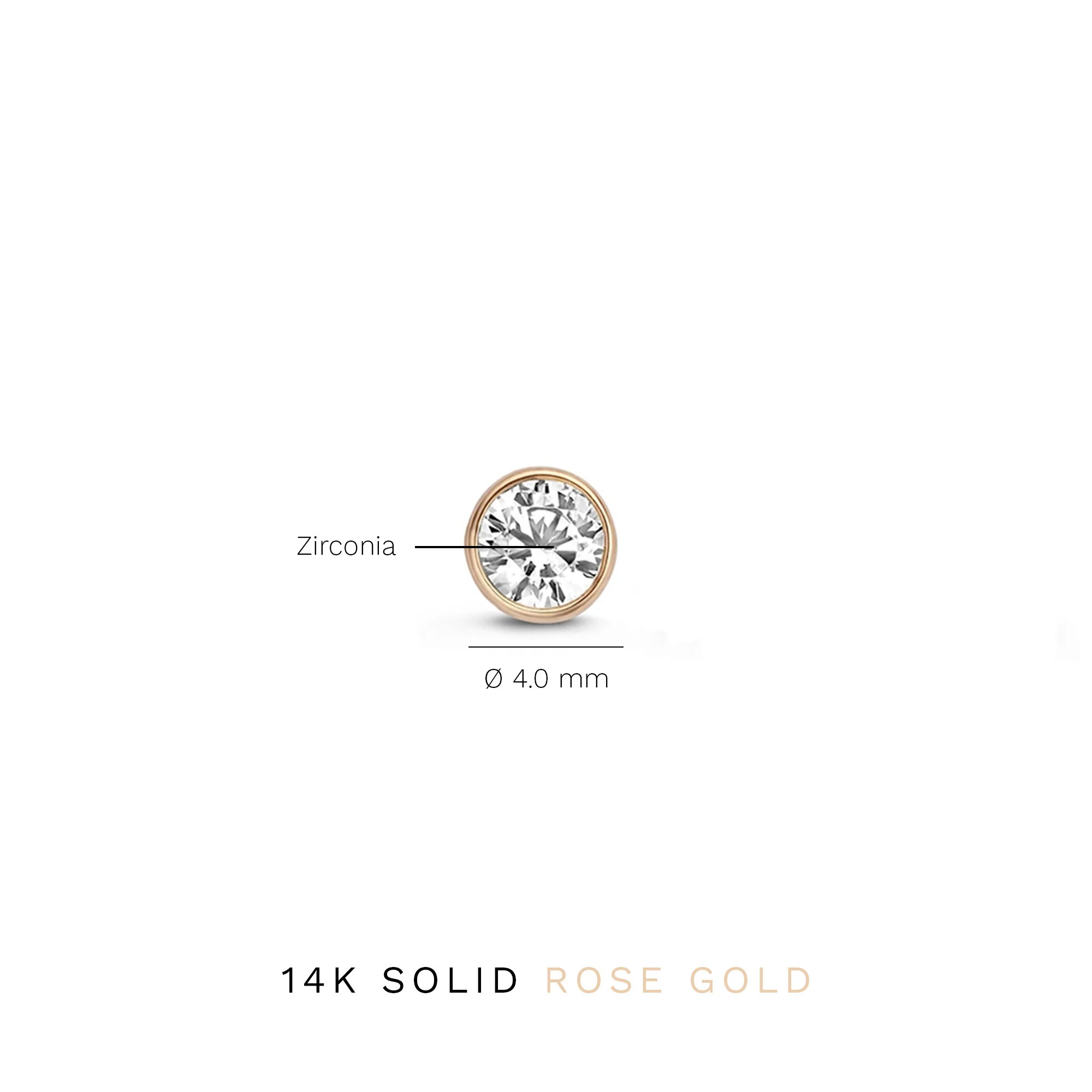 La Concorde Juliette 14 karat rose gold ear studs with zirconia stone - Image 3