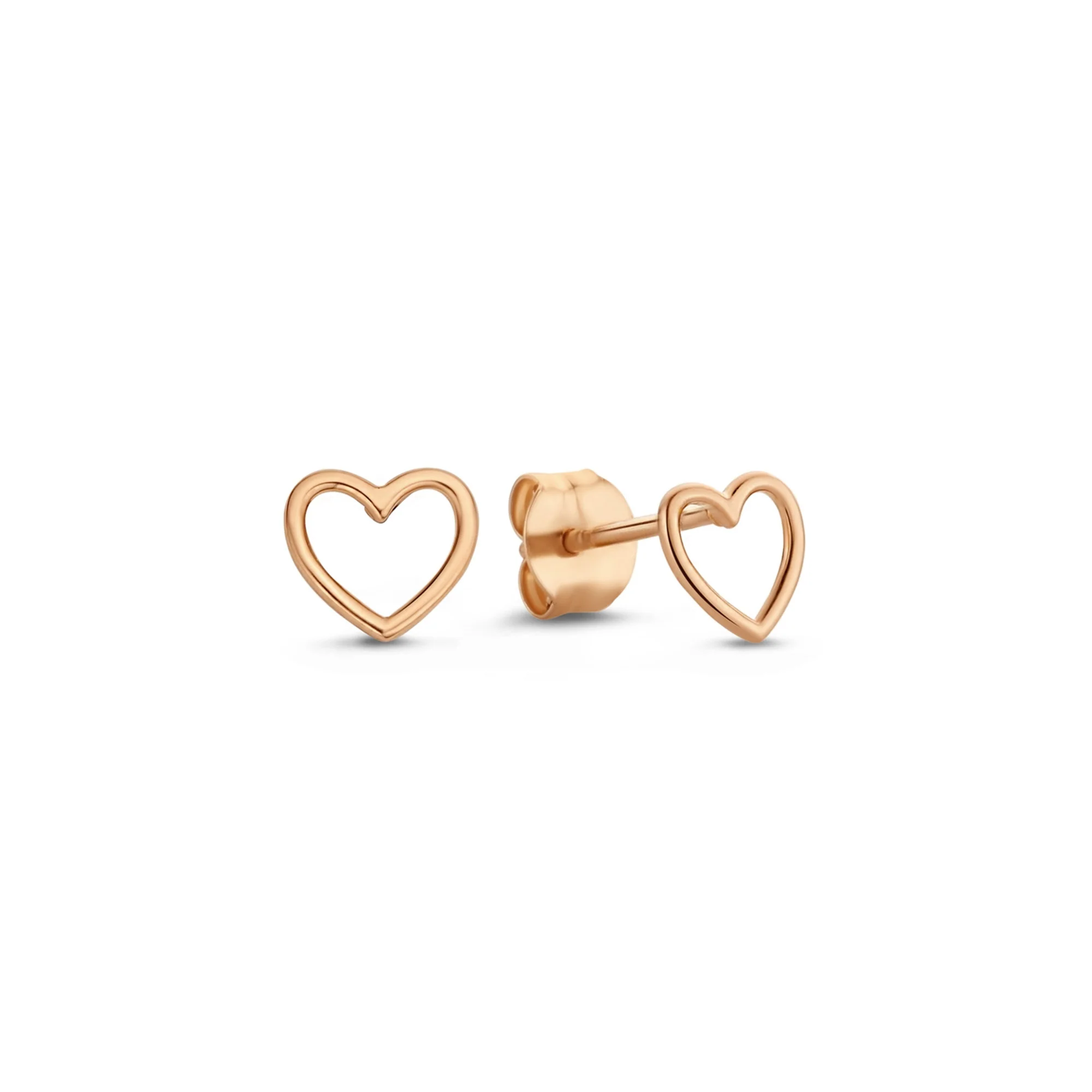 La Concorde Amore 14 karat rose gold ear studs with heart