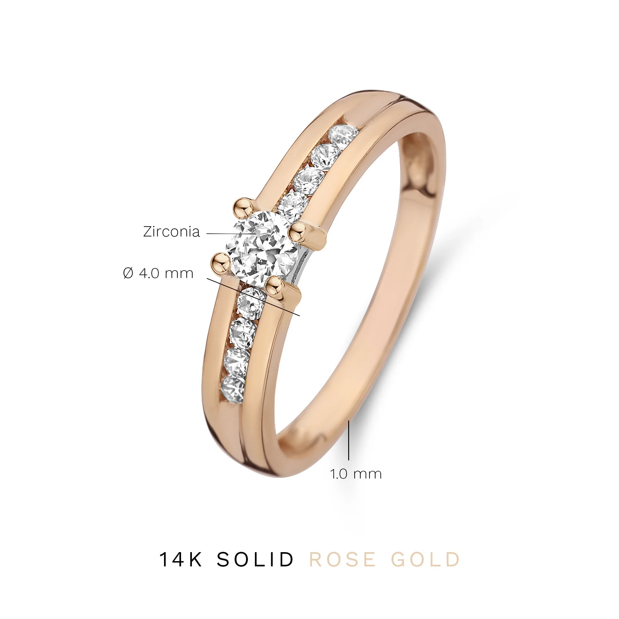 La Concorde Estee 14 karat rose gold ring zirconia stones - Image 5
