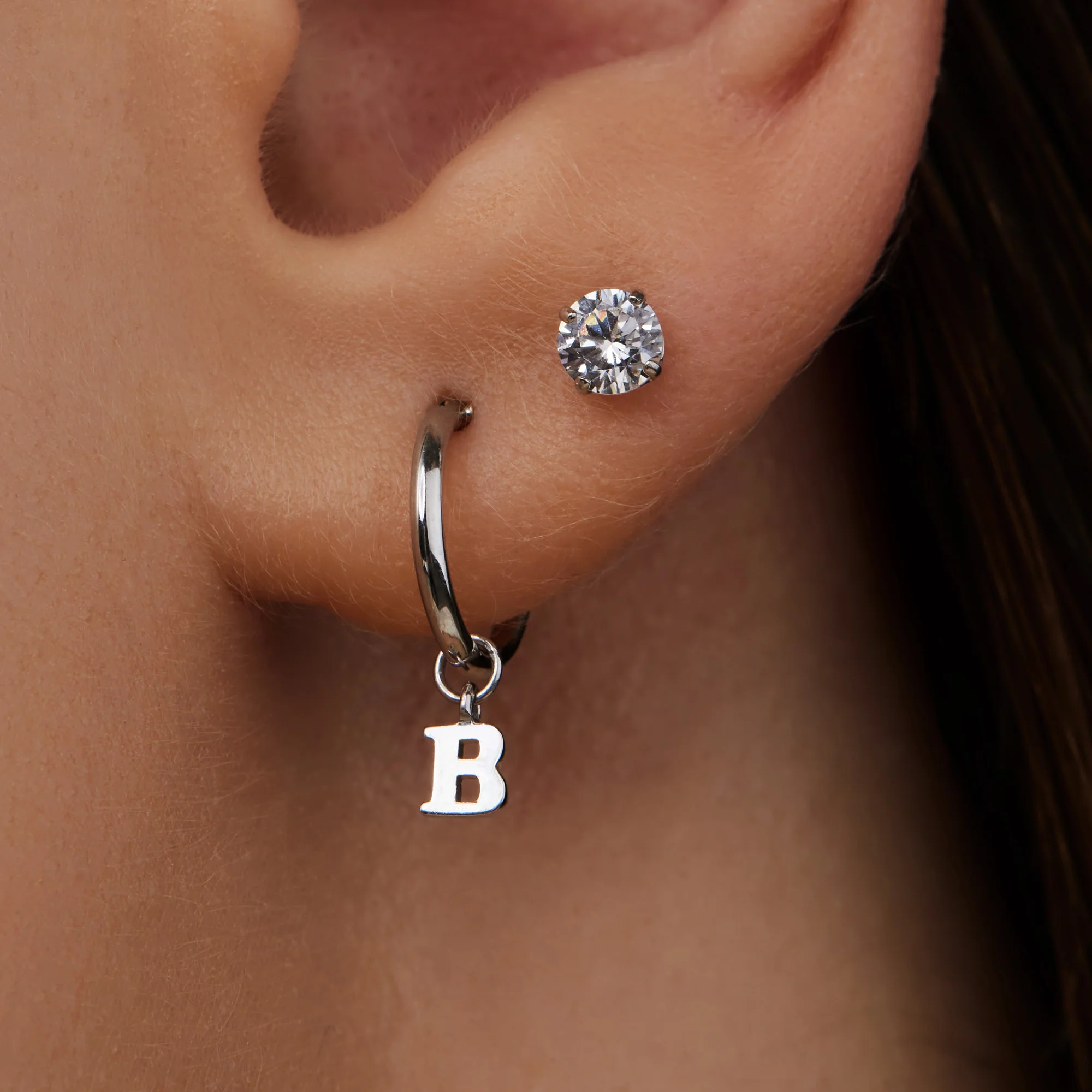 Saint Germain Lourdes 14 karat white gold ear studs with zirconia - Image 4