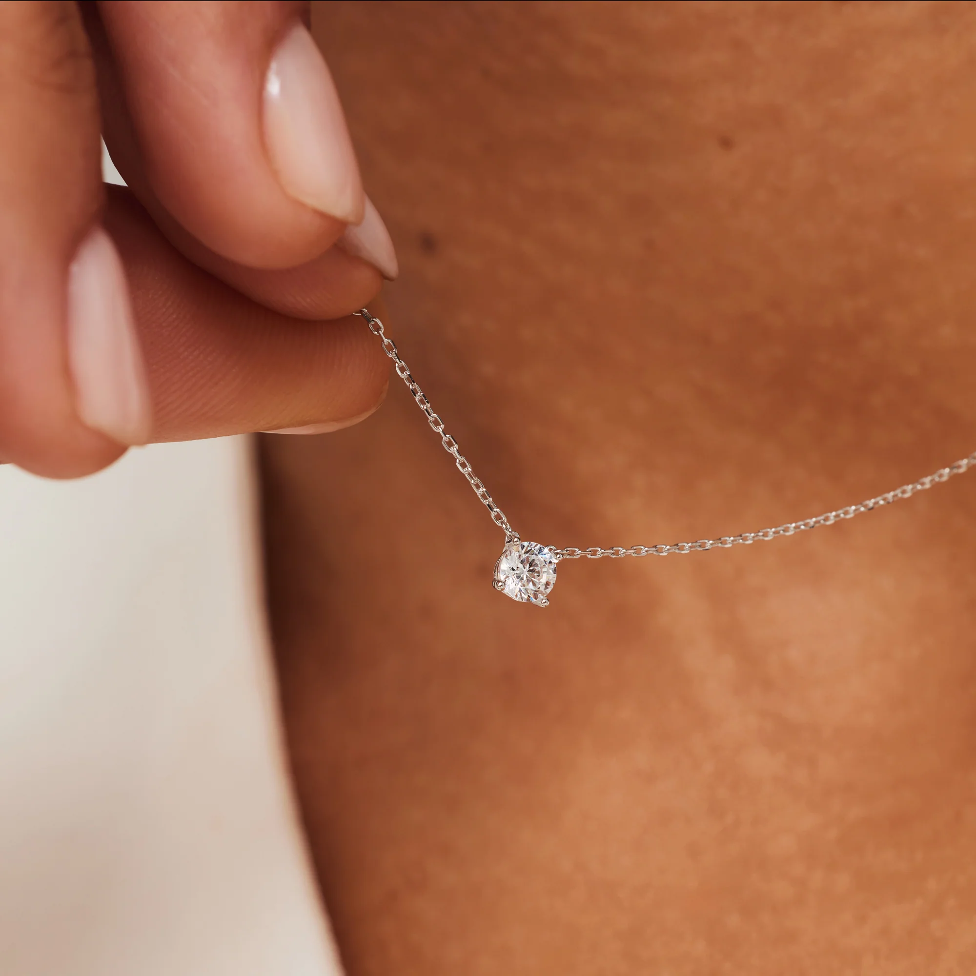 Saint Germain Garance 14 karat white gold necklace with zirconia stone - Image 2