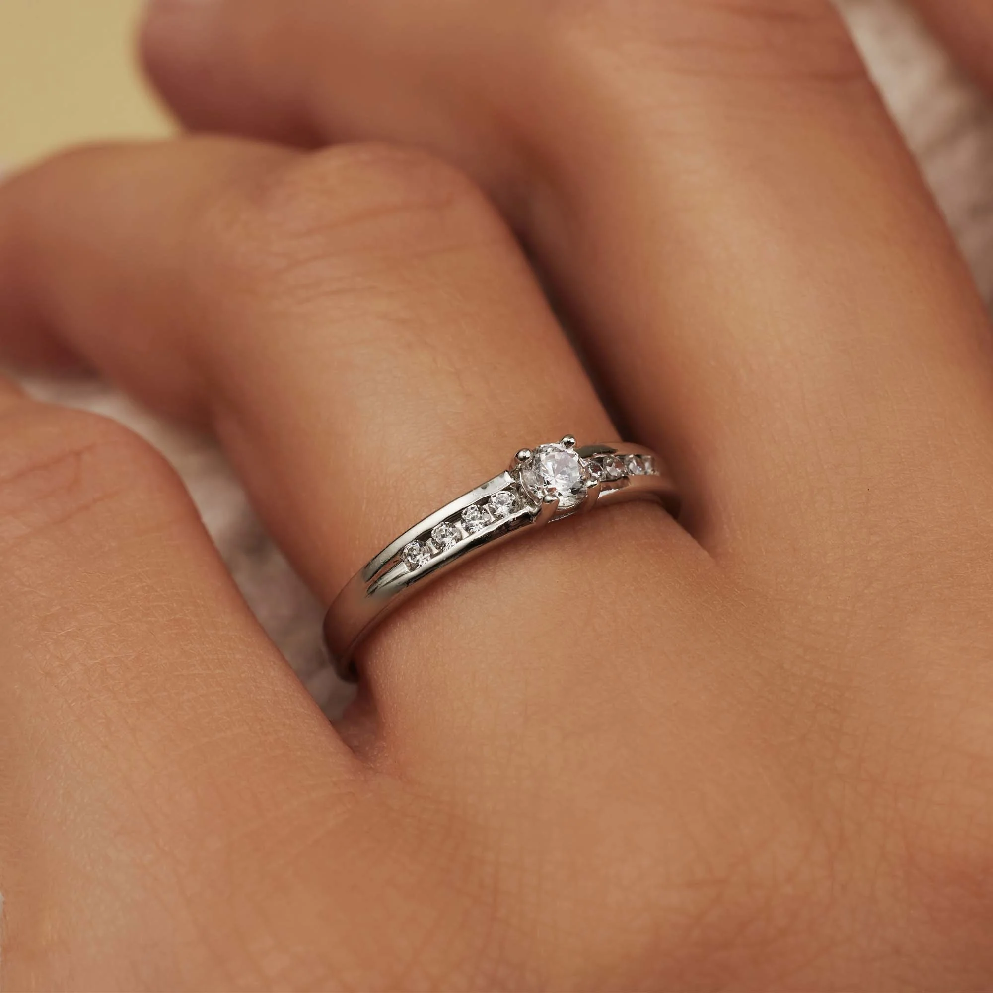 Saint Germain Estee 14 karat white gold ring with zirconia stones - Image 3
