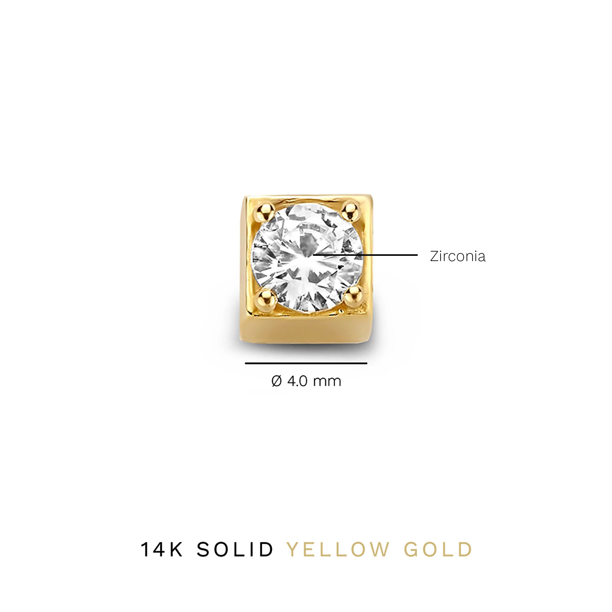 Le Marais Felie 14 karat gold cube charm with zirconia stone - Image 6