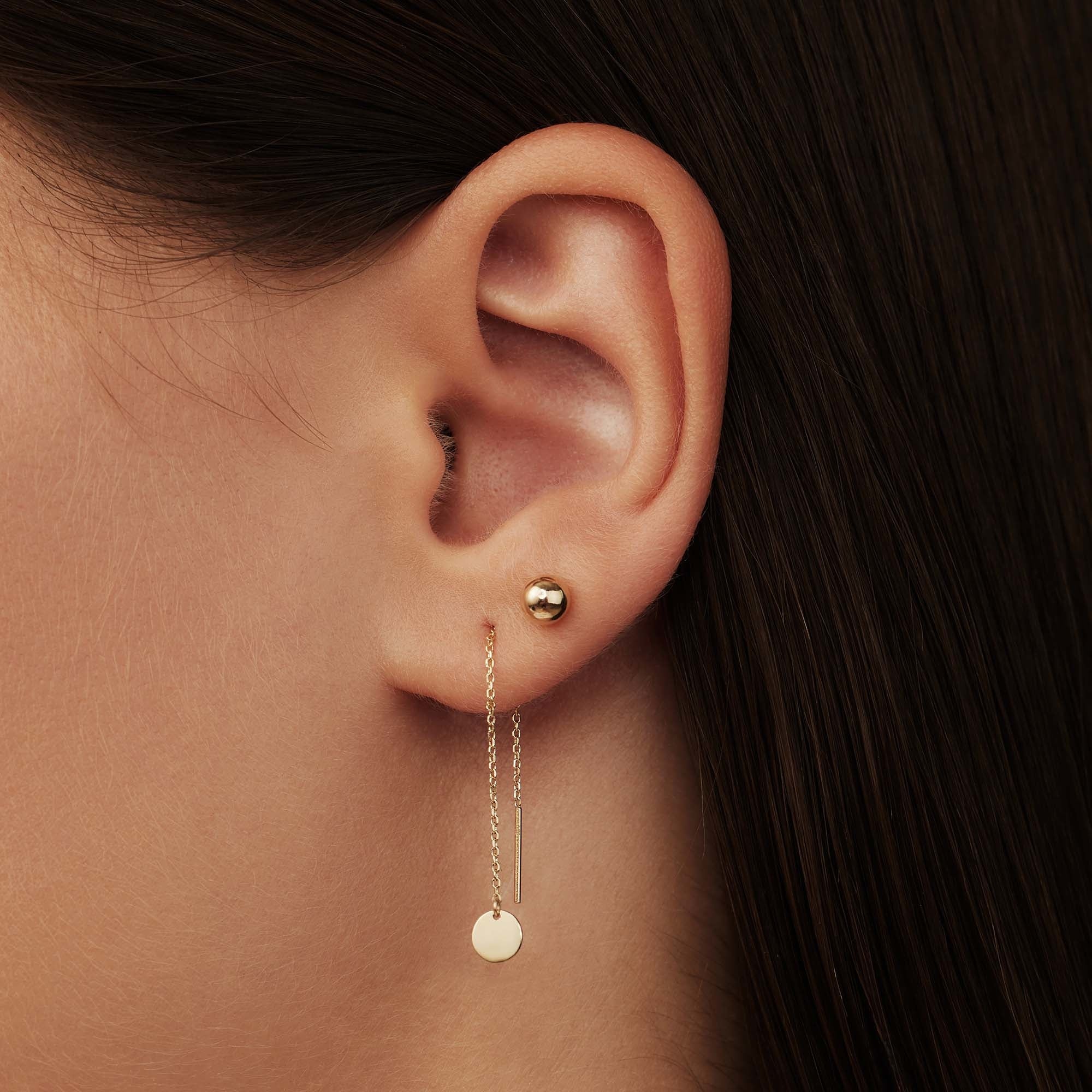 Le Marais Jeanne 14 karat gold pull through earrings with coin - Image 2