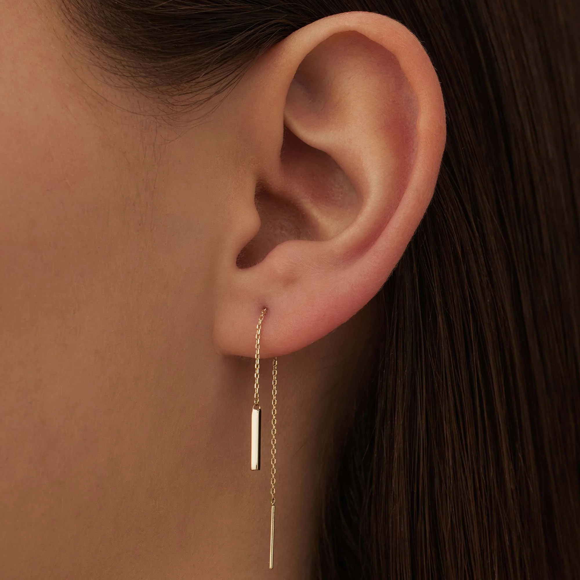 Le Marais Rosalie 14 karat gold pull through earrings with rod - Image 2