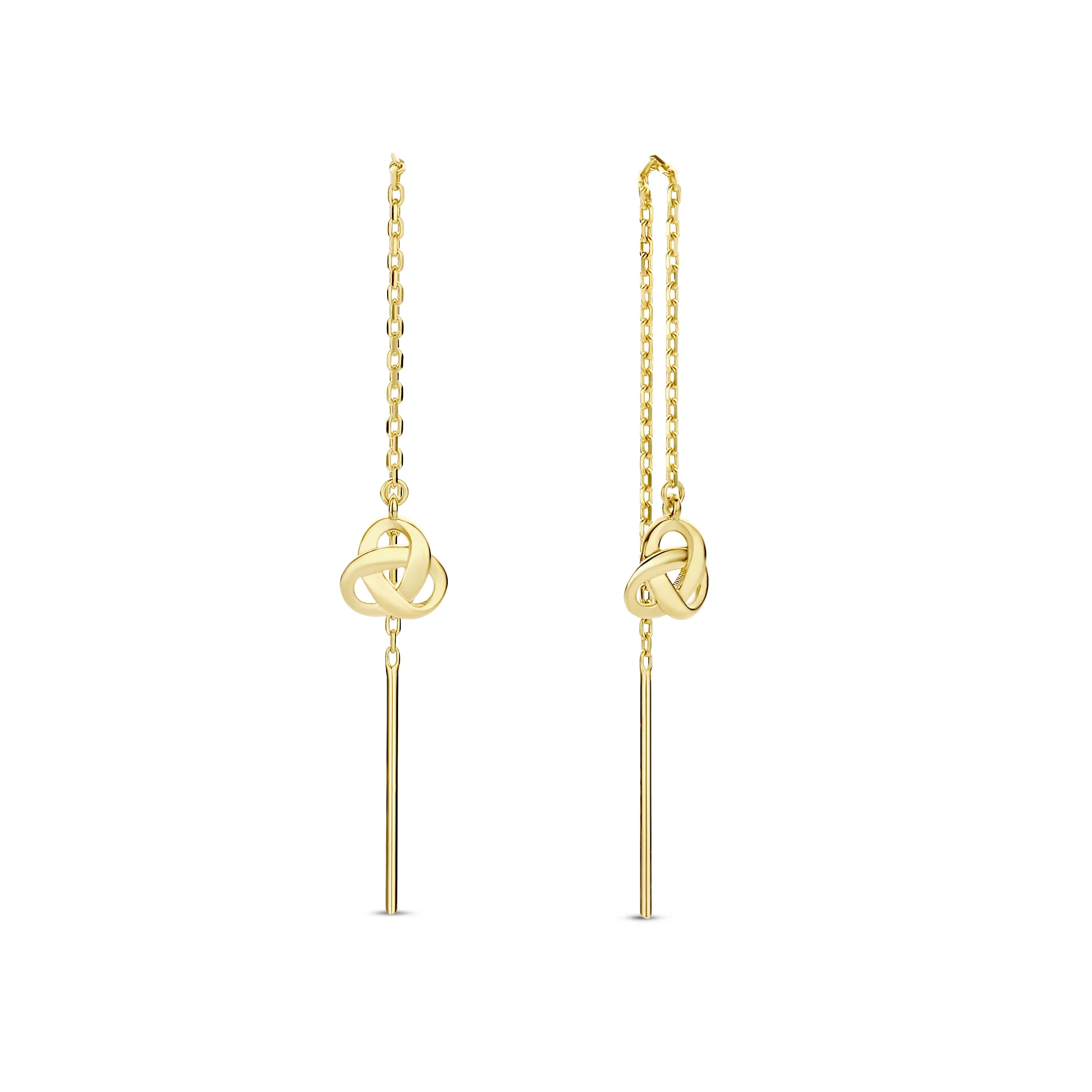Rivoli Méline 14 karat gold pull through earrings with knot