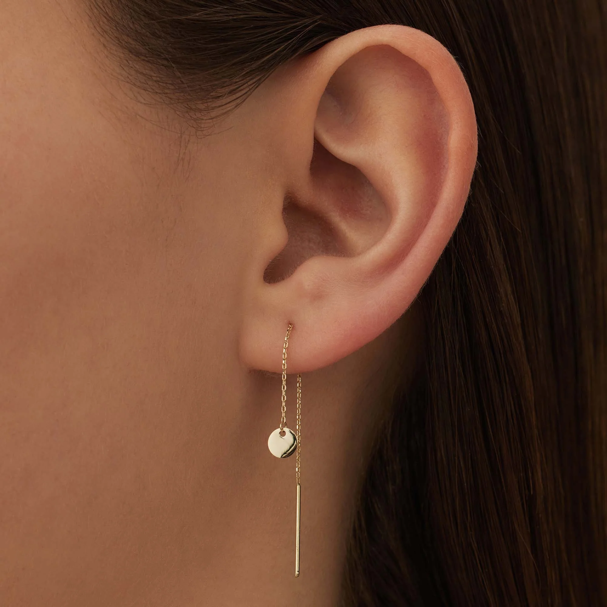 Le Marais Jeanne 14 karat gold pull through earrings with coin - Image 2