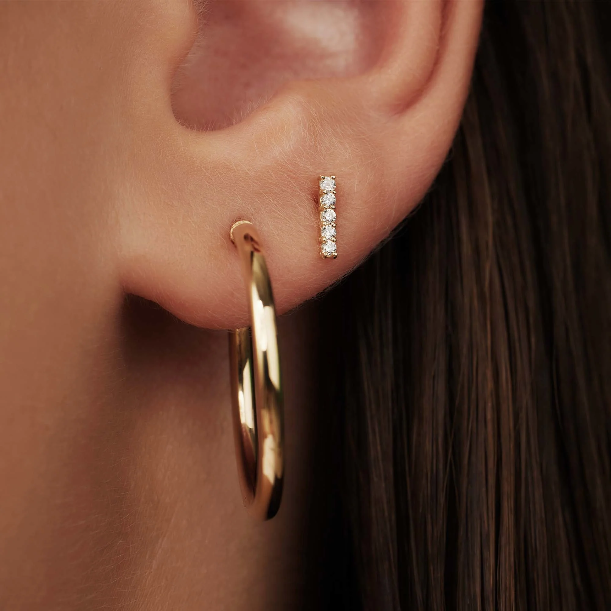 Rivoli Esmée 14 karat gold ear studs with zirconia stones - Image 3