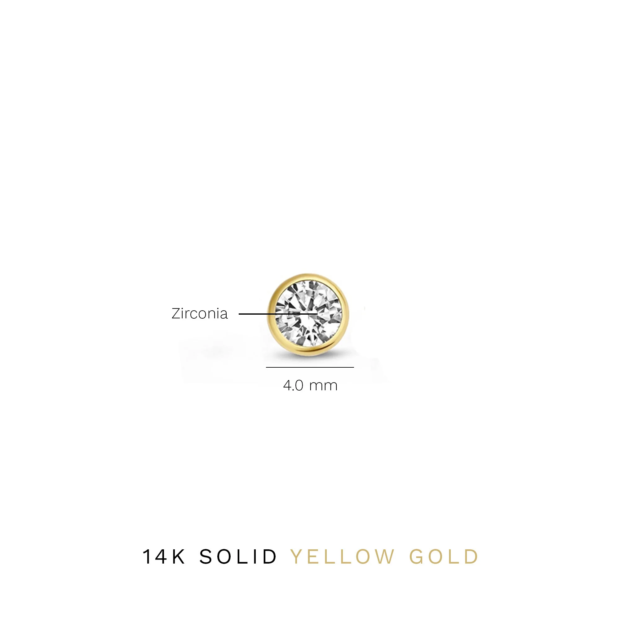 Rivoli Juliette 14 karat gold ear studs with zirconia stone - Image 4