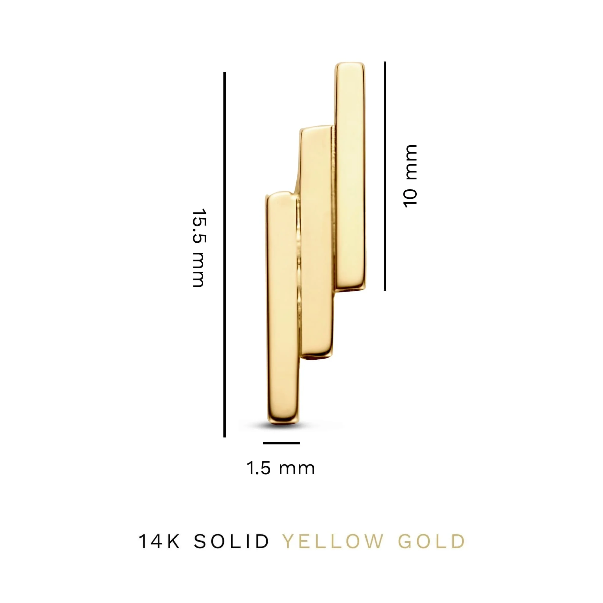 Le Marais Rosalie 14 karat gold ear studs with 3 rods - Image 5