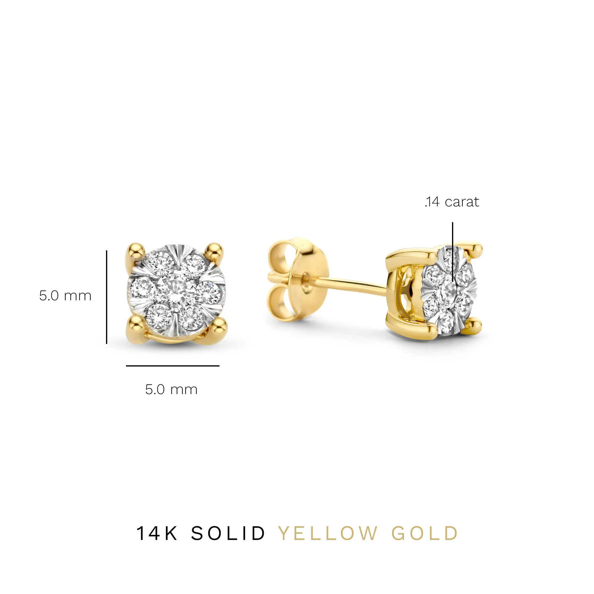 De la Paix Hanaé 14 karat gold stud ear studs with diamond 0.28 carat - Image 6