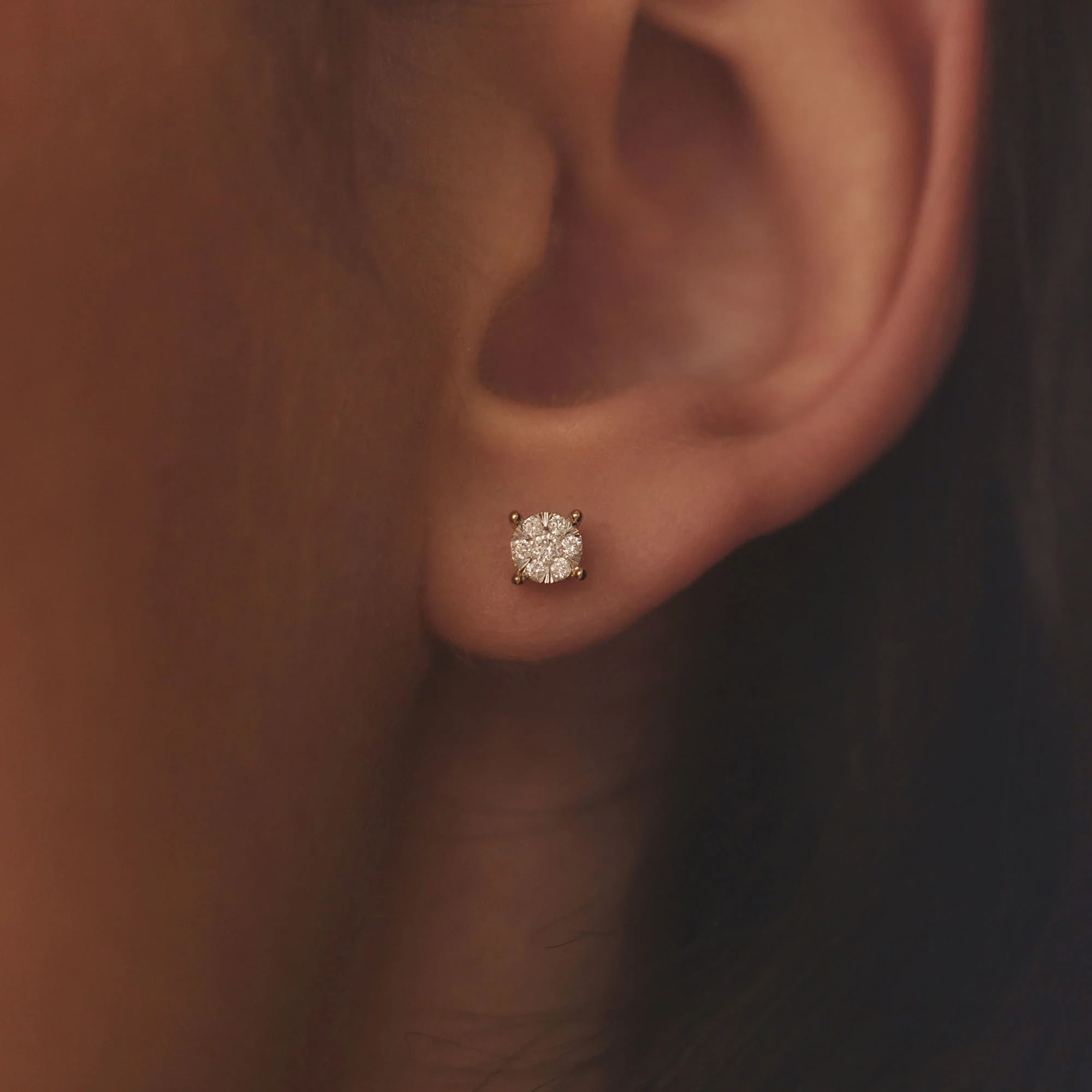 De la Paix Hanaé 14 karat gold stud ear studs with diamond 0.16 carat - Image 3