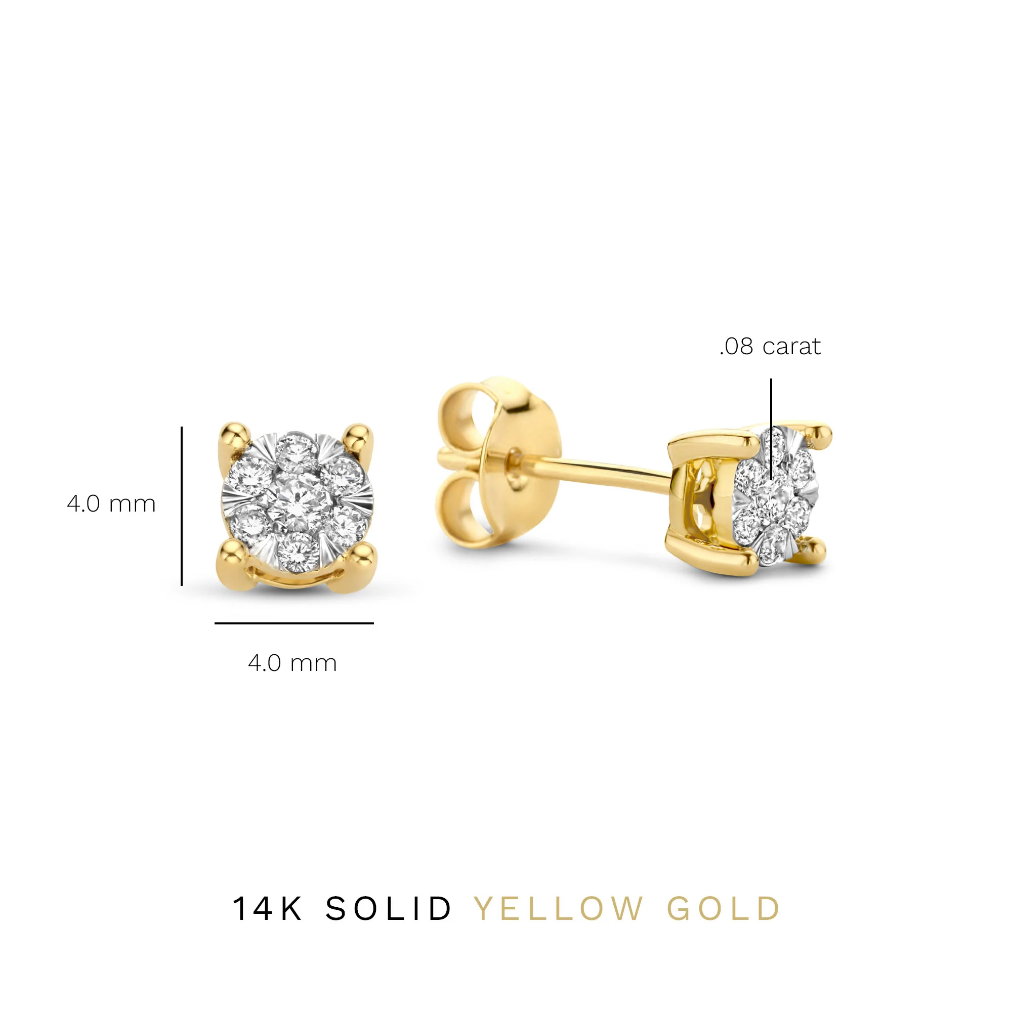 De la Paix Hanaé 14 karat gold stud ear studs with diamond 0.16 carat - Image 6