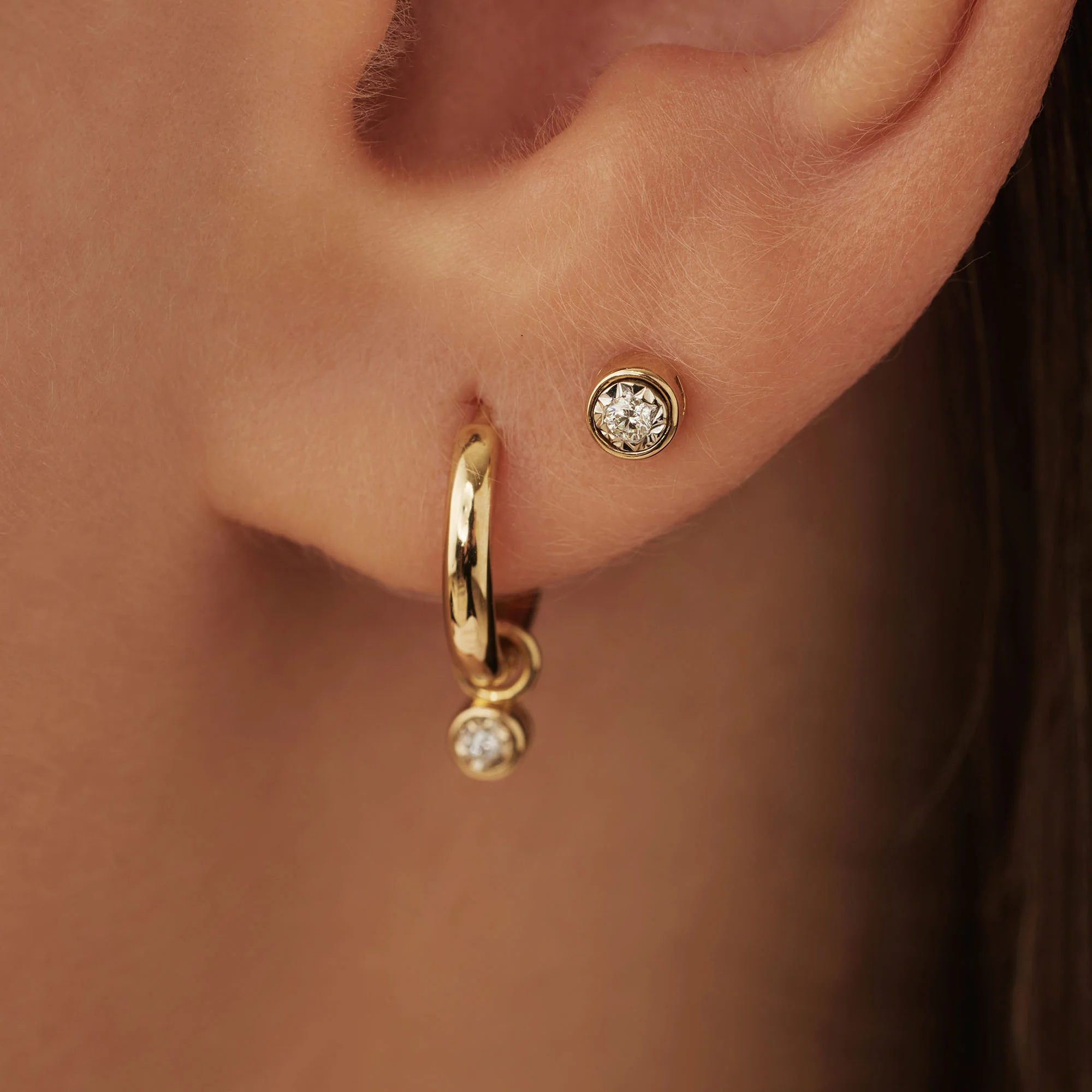 De la Paix Inaya 14 karat gold ear studs with diamond 0.02 carat - Image 3
