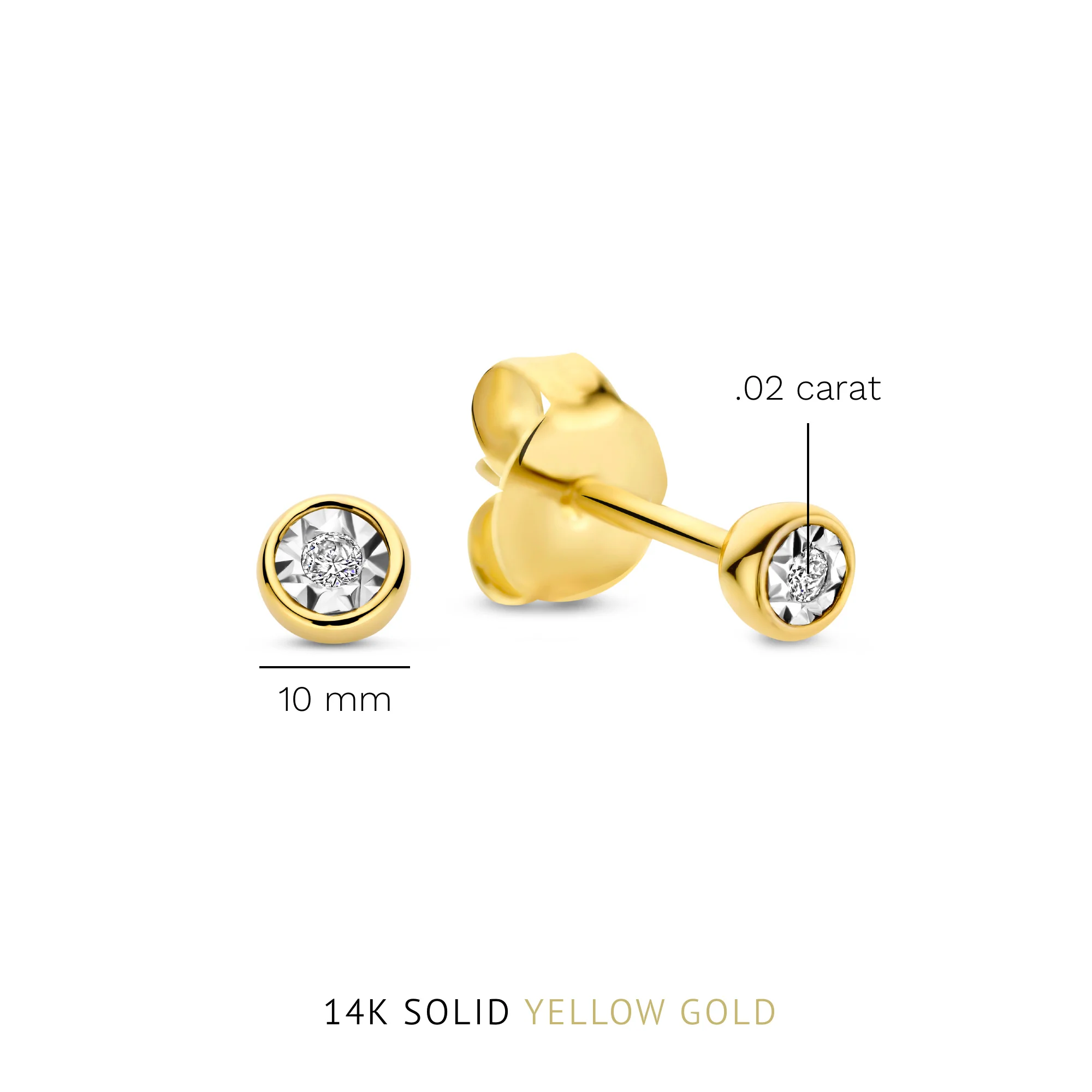 De la Paix Inaya 14 karat gold ear studs with diamond 0.02 carat - Image 4