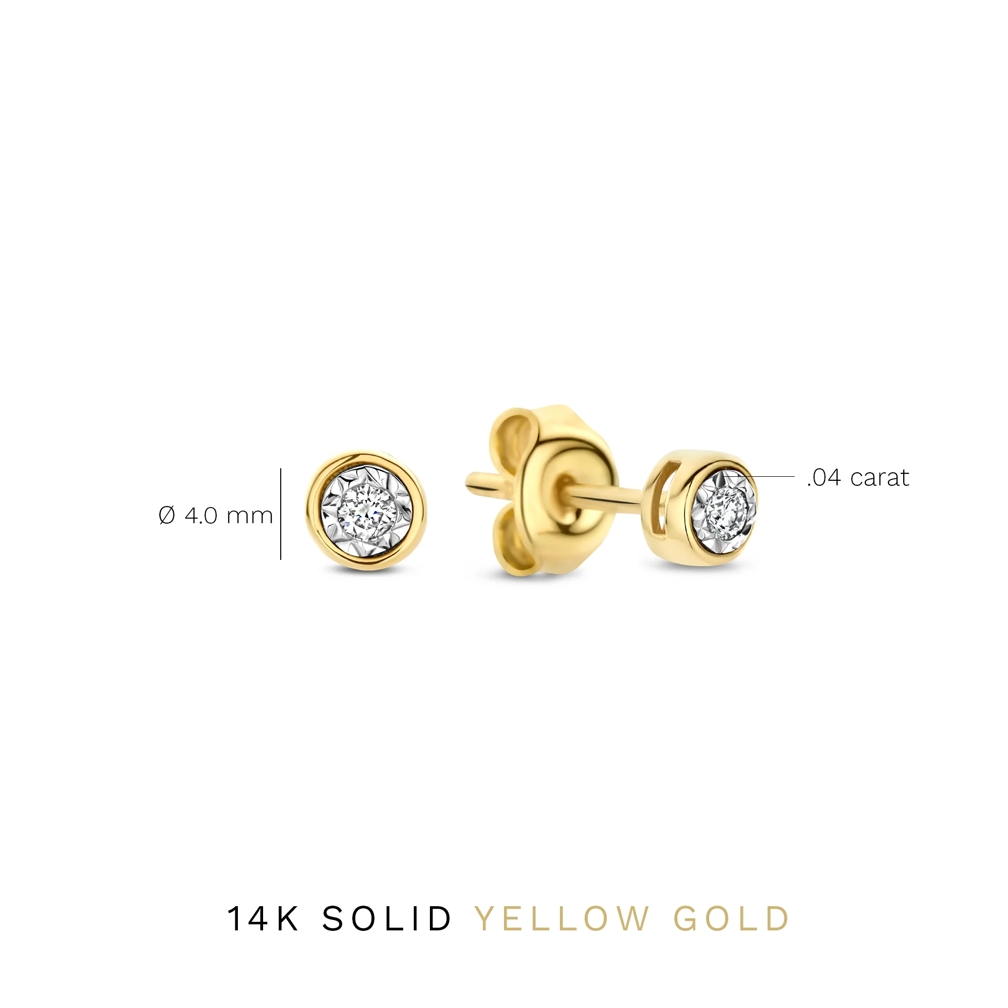 De la Paix Inaya 14 karat gold ear studs with diamond 0.04 carat - Image 5