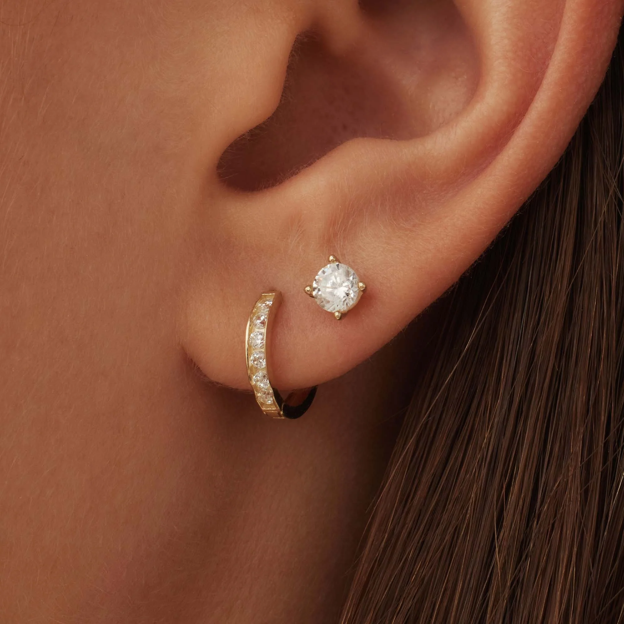 Cadeau d'Isabel 14 karat gold earring set with zirconia stones - Image 3
