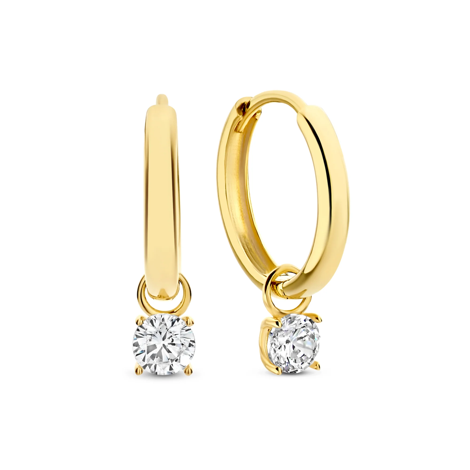 Cadeau d'Isabel 14 karat gold earring set with zirconia stones - Image 5