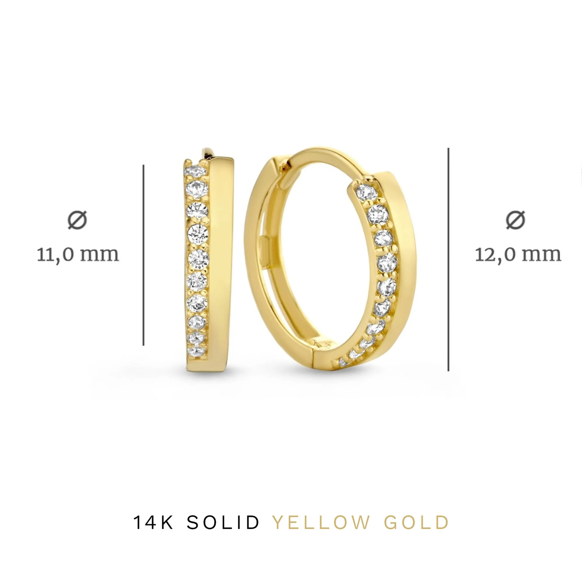 Cadeau d'Isabel 14 karat gold earring set with zirconia stones - Image 7