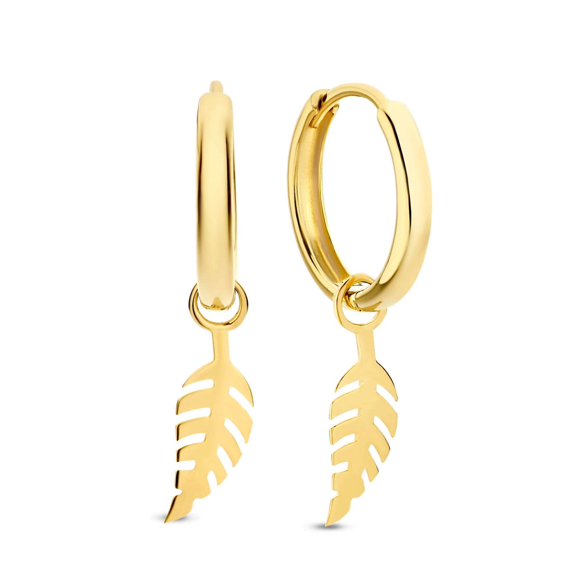 Cadeau d'Isabel 14 karat gold earring set with feather - Image 6