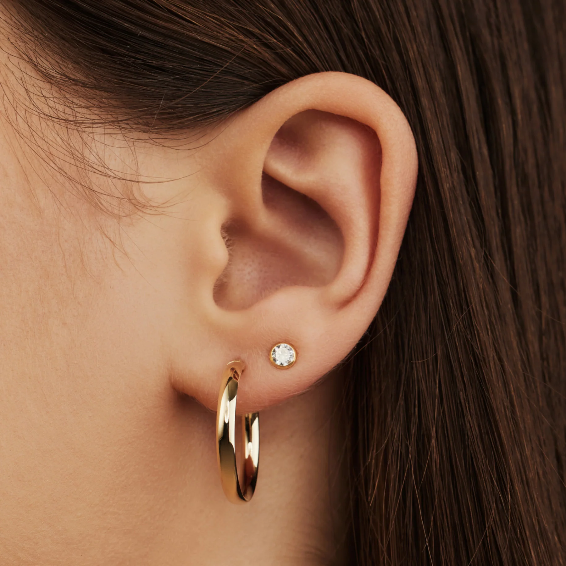 Cadeau d'Isabel 14 karat gold earring set with zirconia stones - Image 2