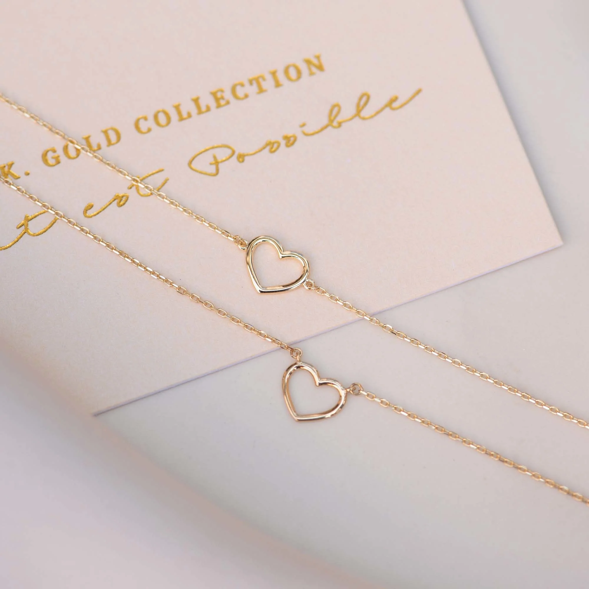Cadeau d'Isabel 14 karat gold necklace and bracelet set with heart - Image 6