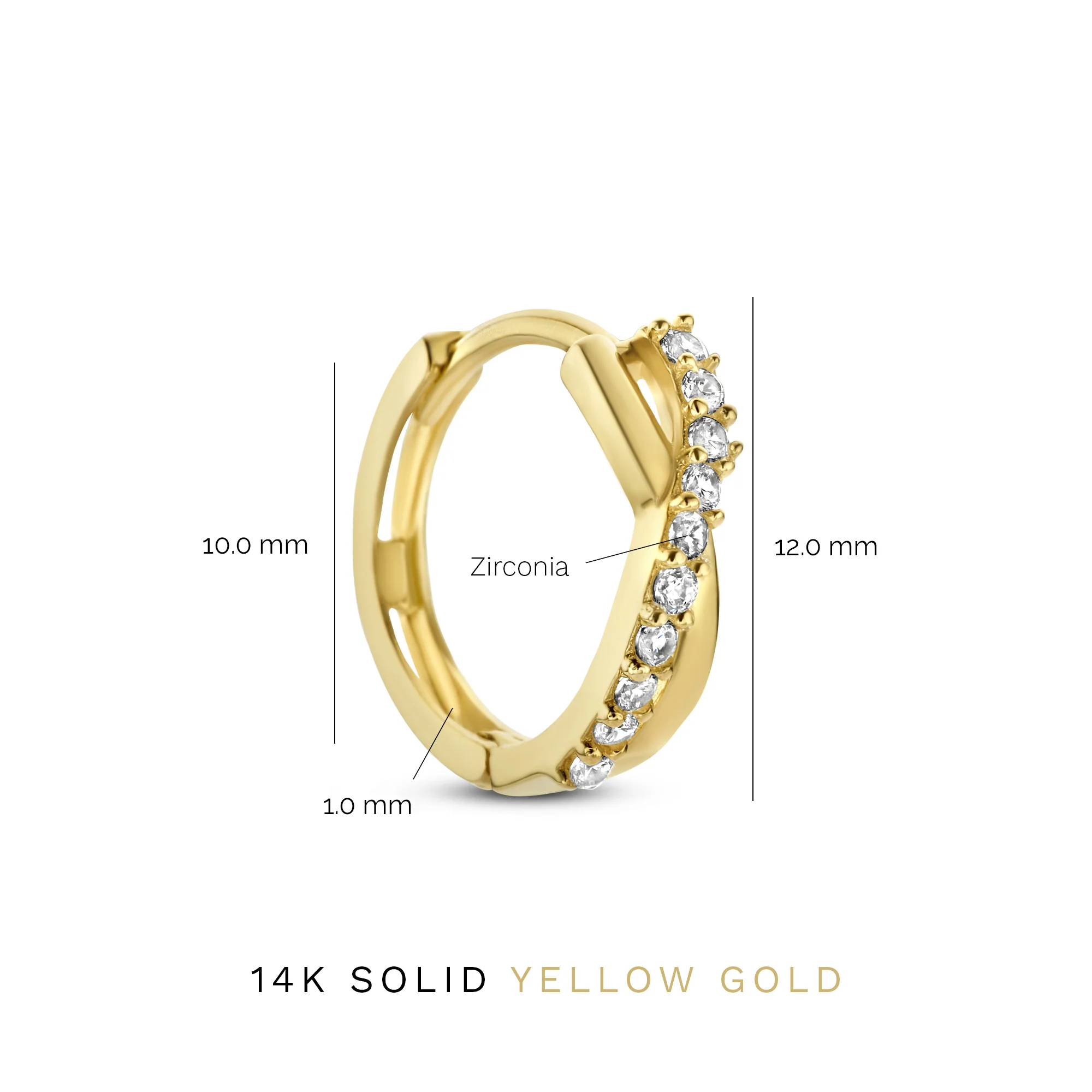 Rivoli Esmée 14 karat gold hoop earrings with zirconia stones - Image 4