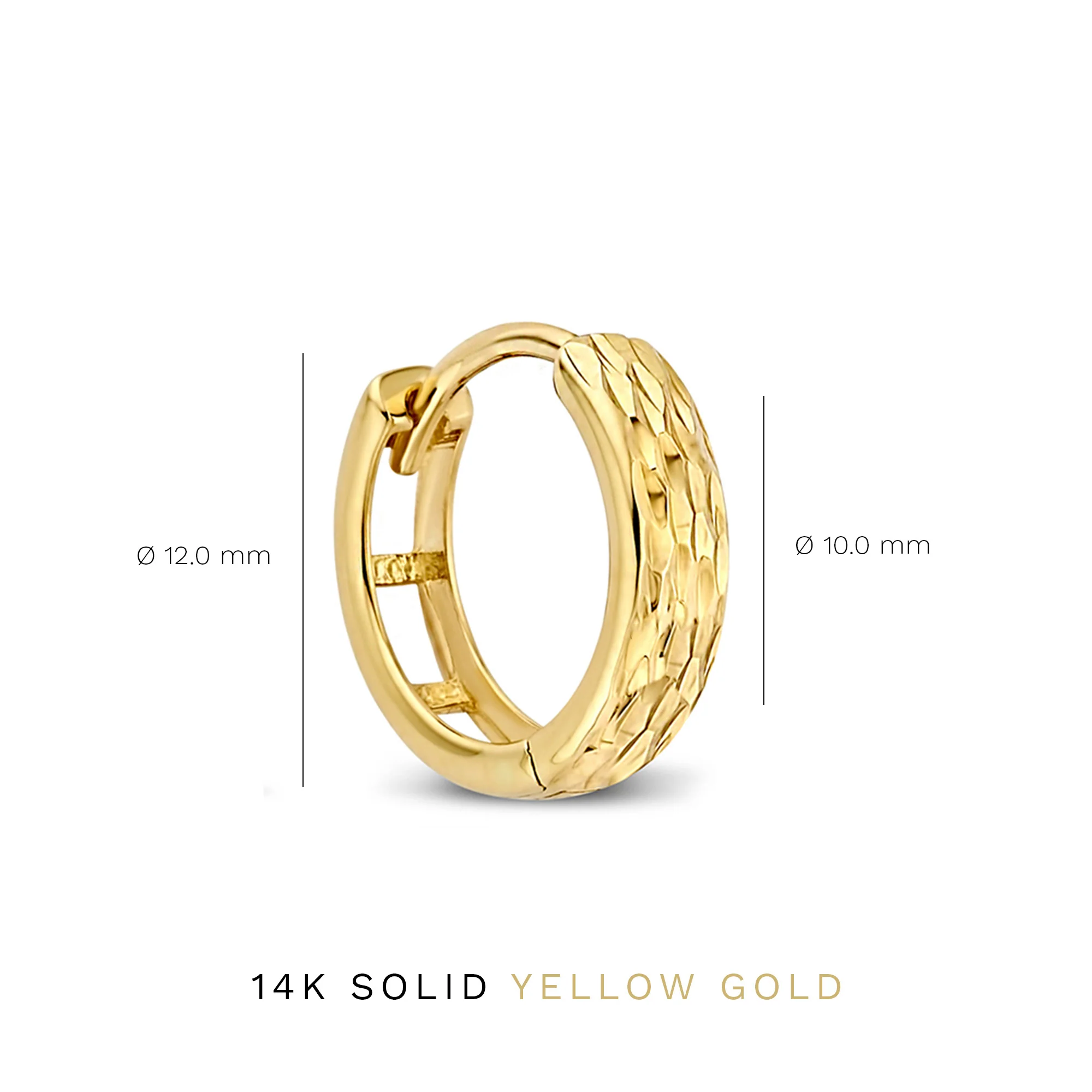 Rivoli Laura 14 karat gold hoop earrings with diamond cut - Image 7
