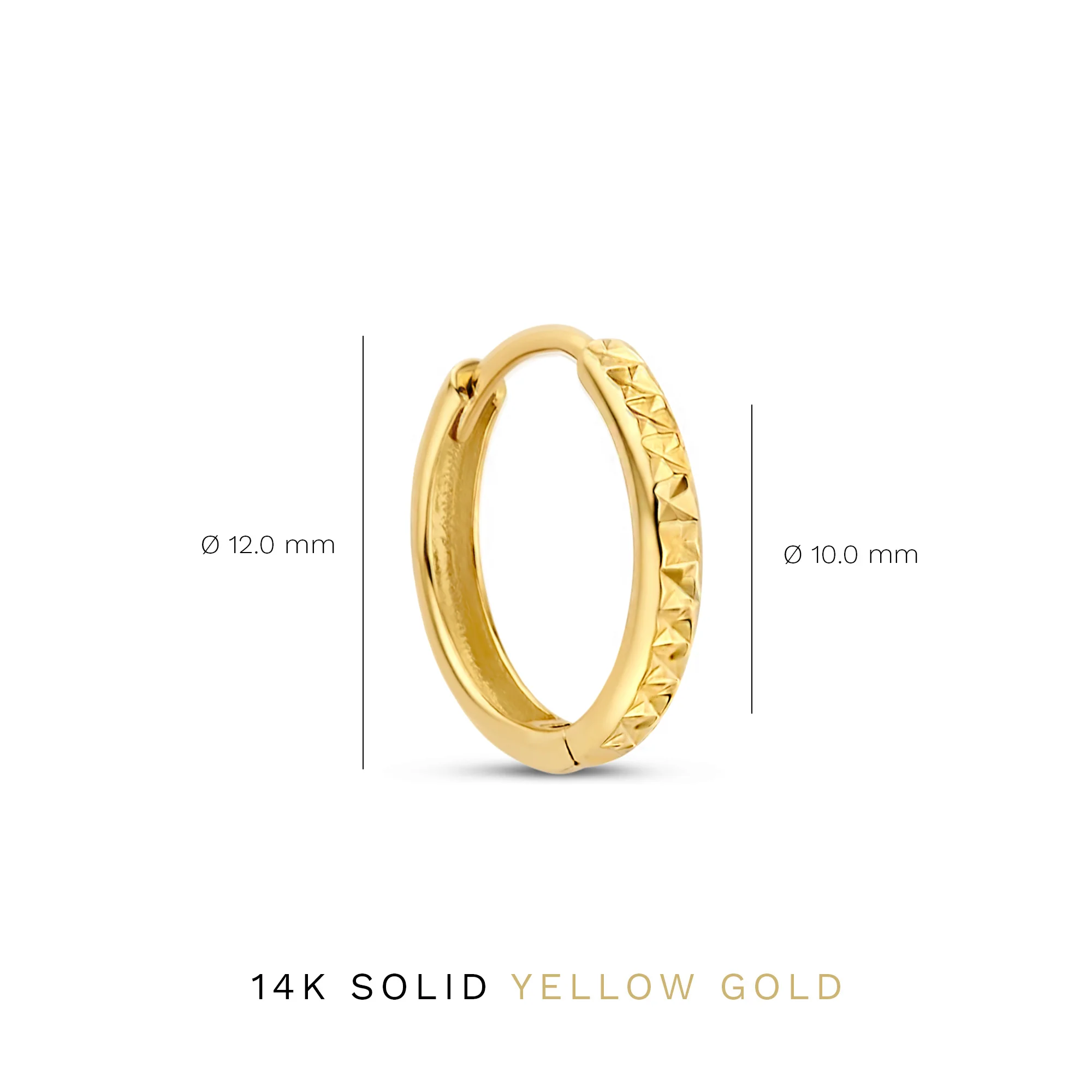 Rivoli Laura 14 karat gold hoop earrings with diamond cut - Image 5
