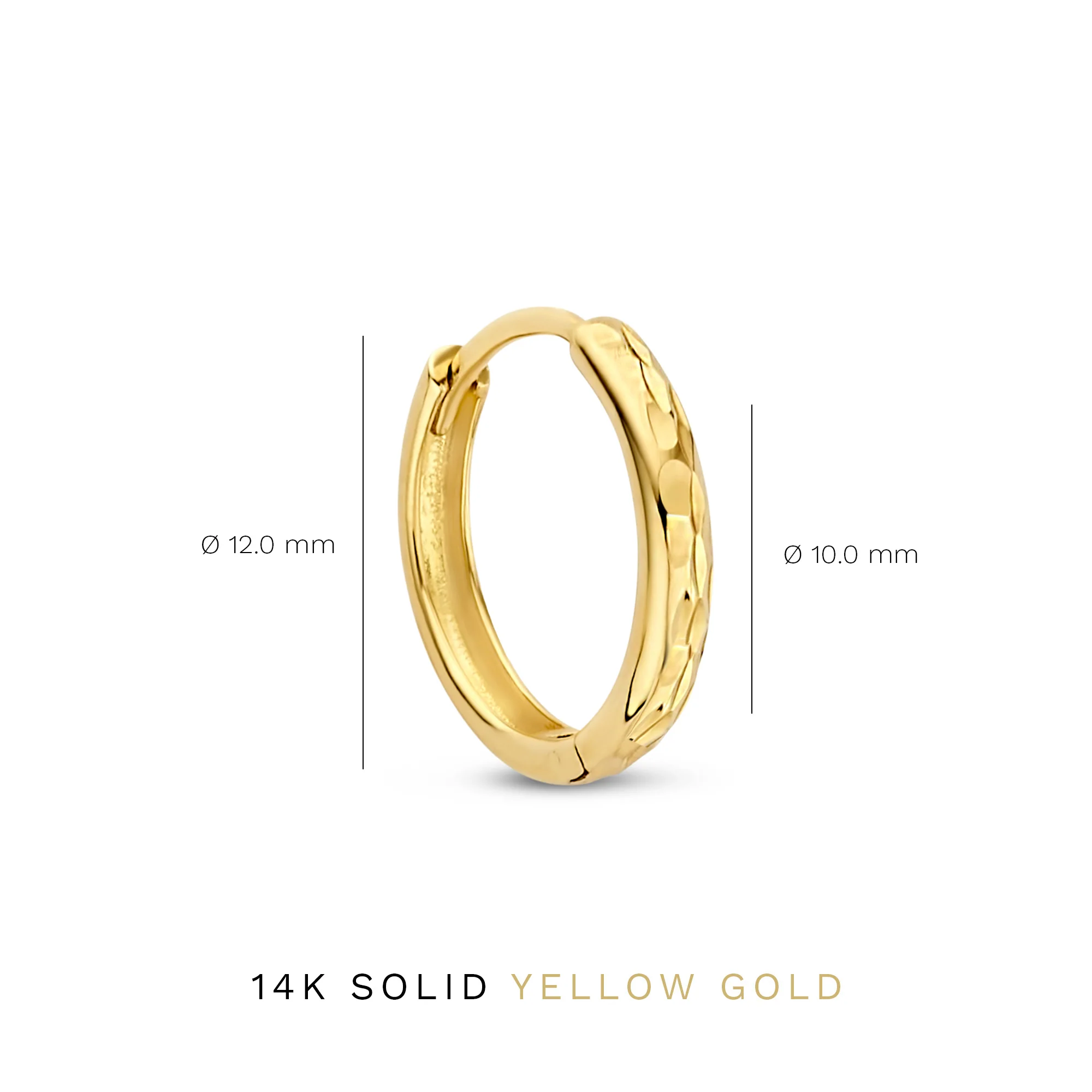 Rivoli Laura 14 karat gold hoop earrings with diamond cut - Image 5