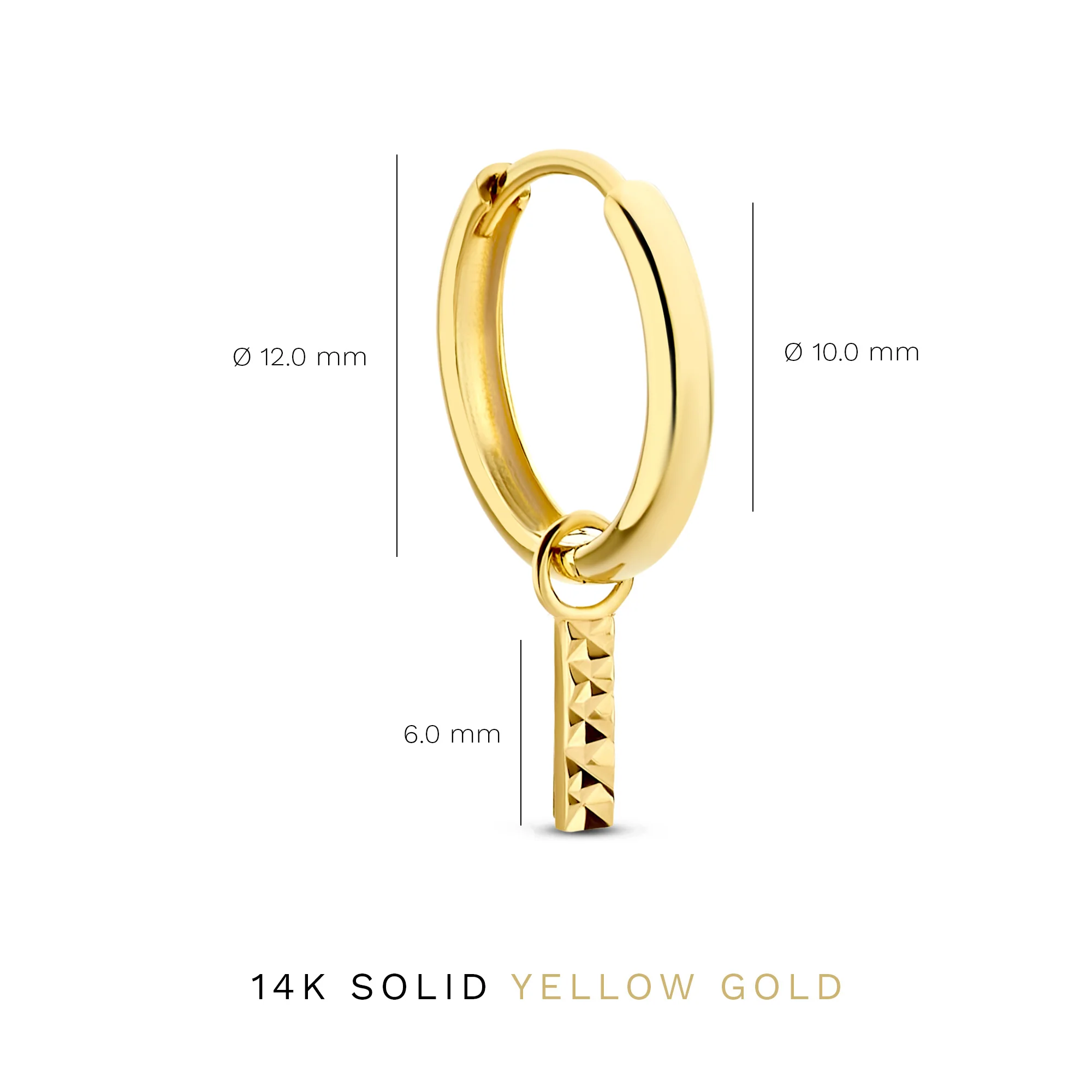 Rivoli Laura 14 karat gold hoop earrings with diamond cut rod - Image 5