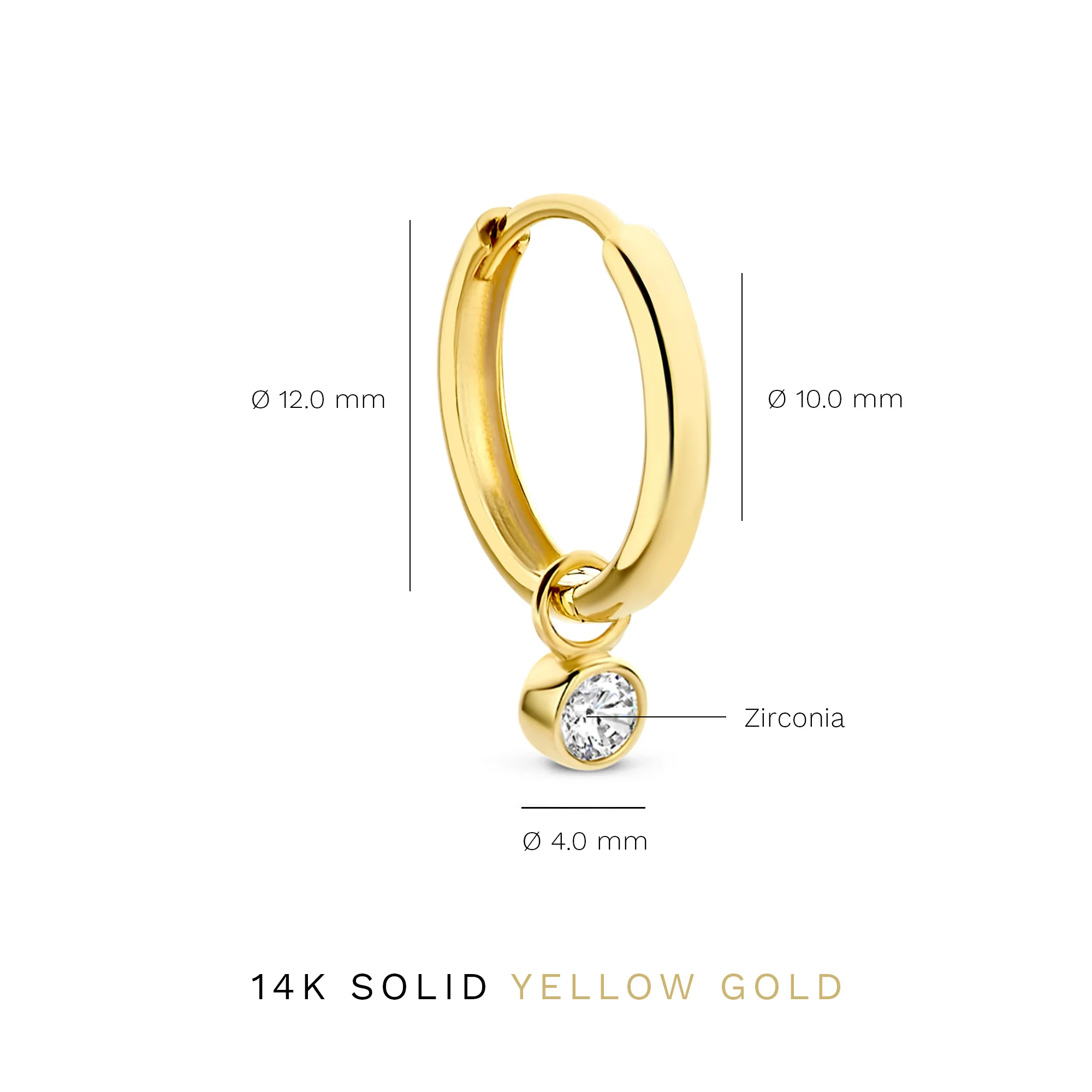 Rivoli Aélys 14 karat gold hoop earrings with zirconia stone - Image 4