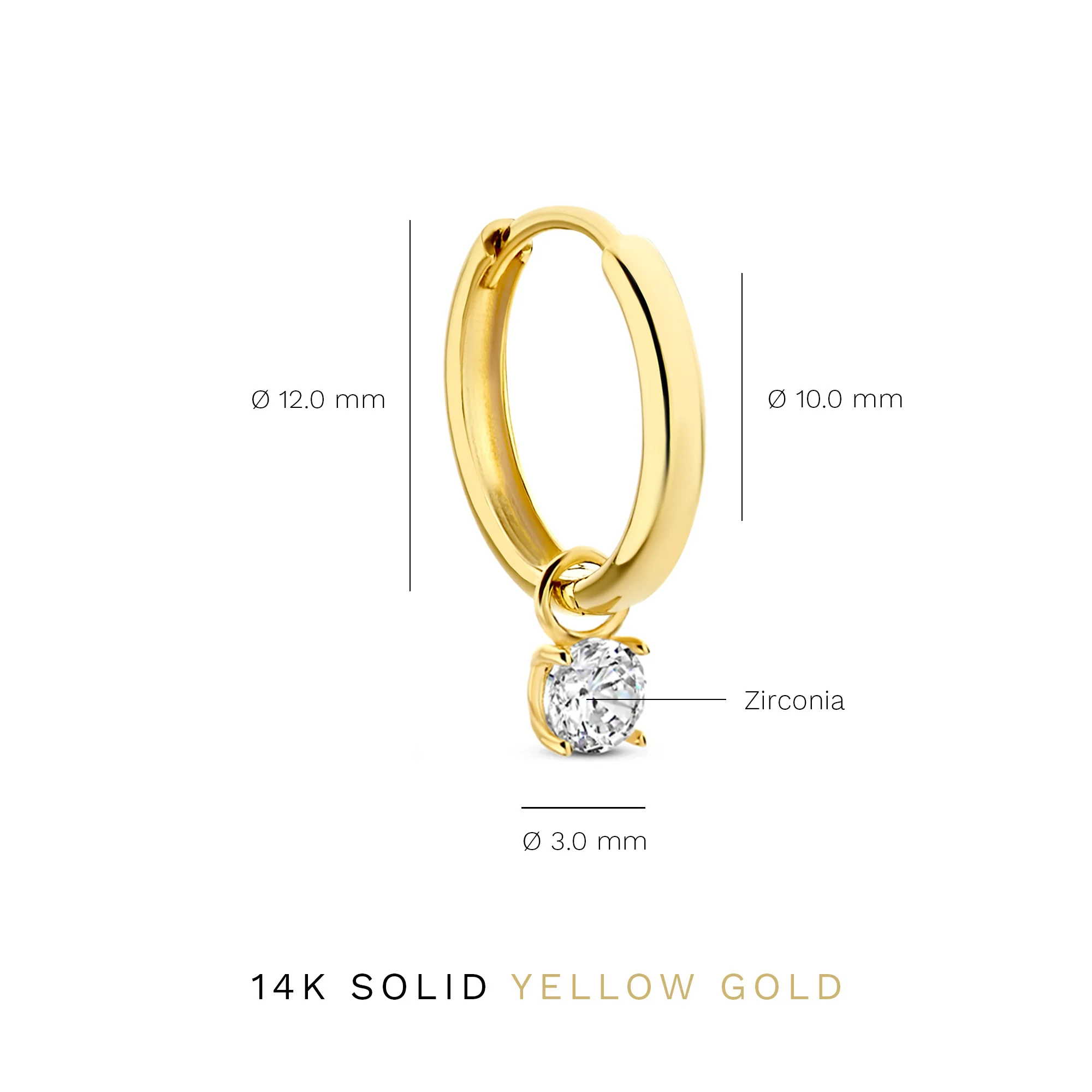 Le Marais Ophélie 14 karat gold hoop earrings with zirconia stone - Image 6