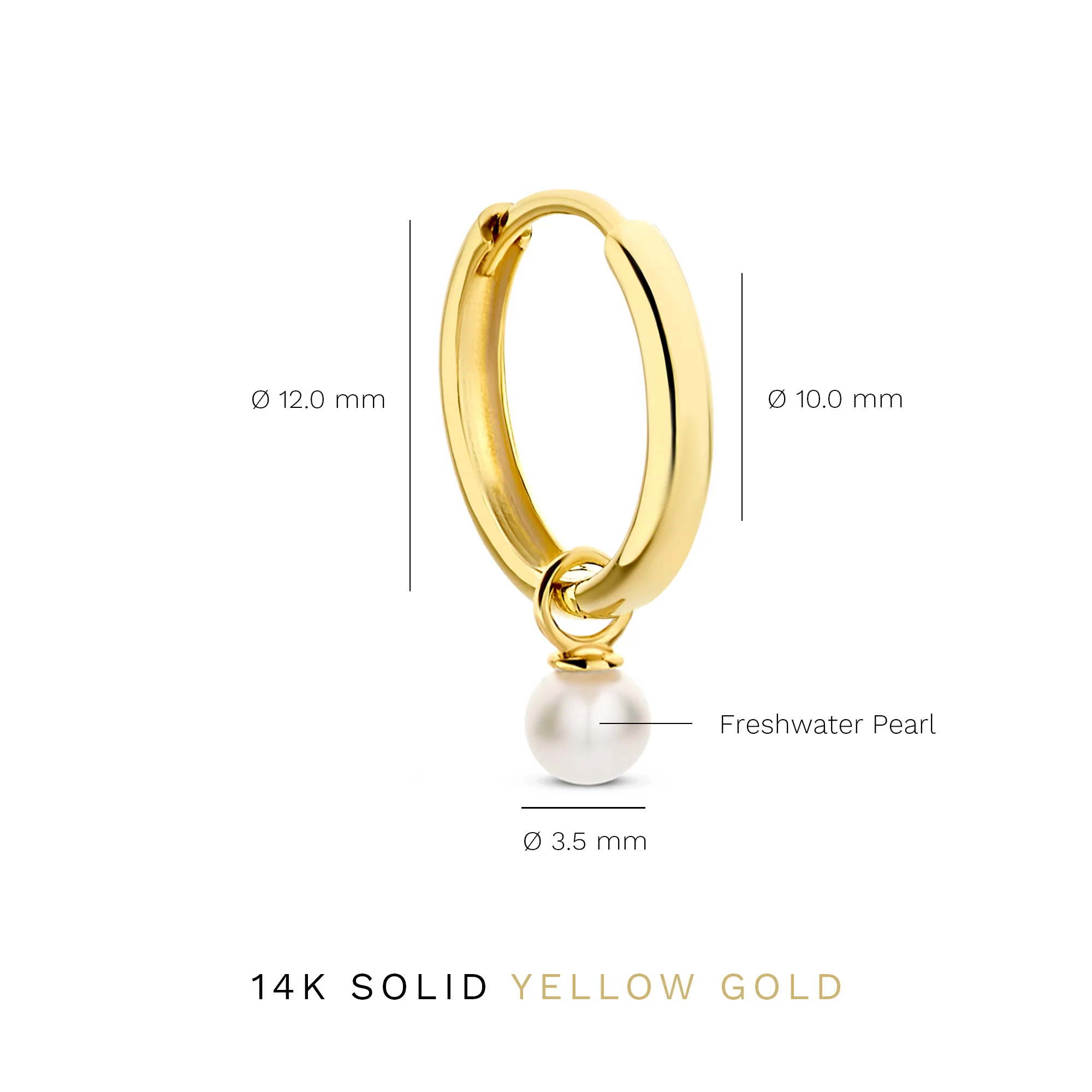 Belleville Luna 14 karat gold hoop earrings with freshwater pearl - Image 5
