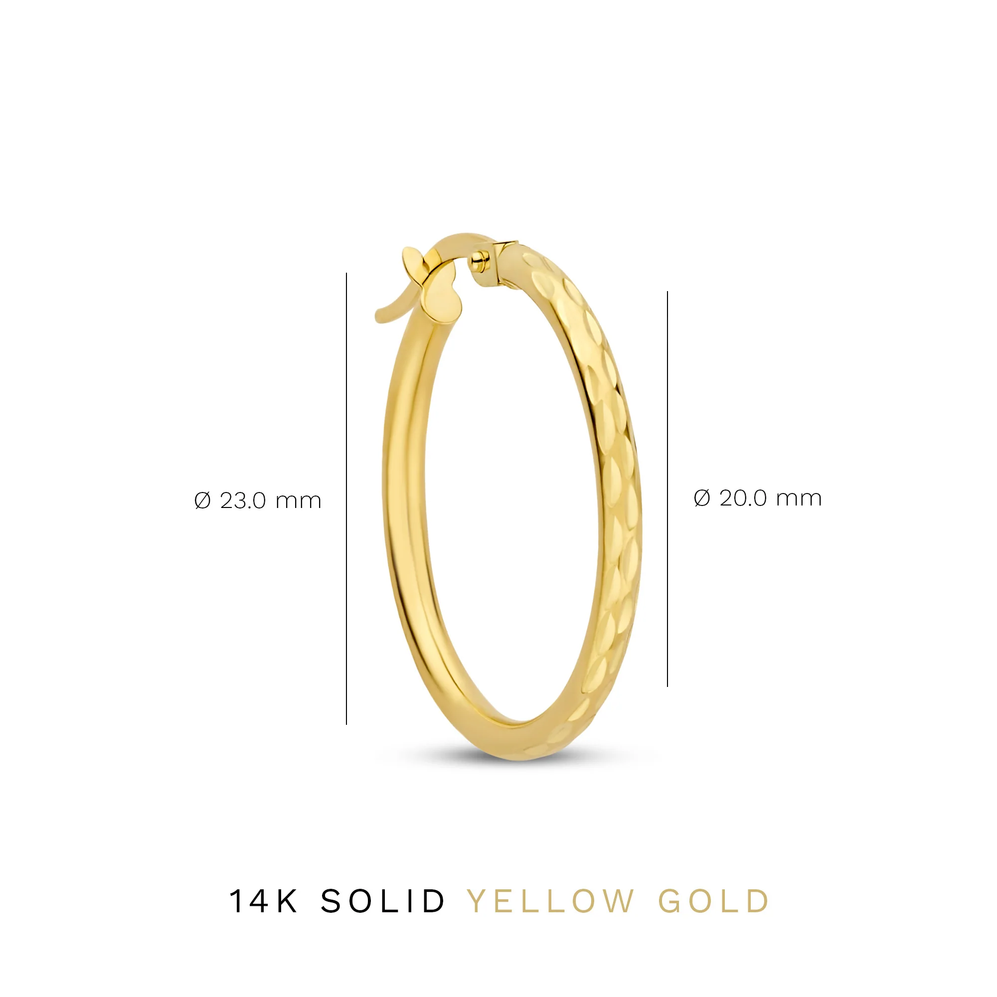 Rivoli Laura 14 karat gold hoop earrings with diamond cut - Image 4
