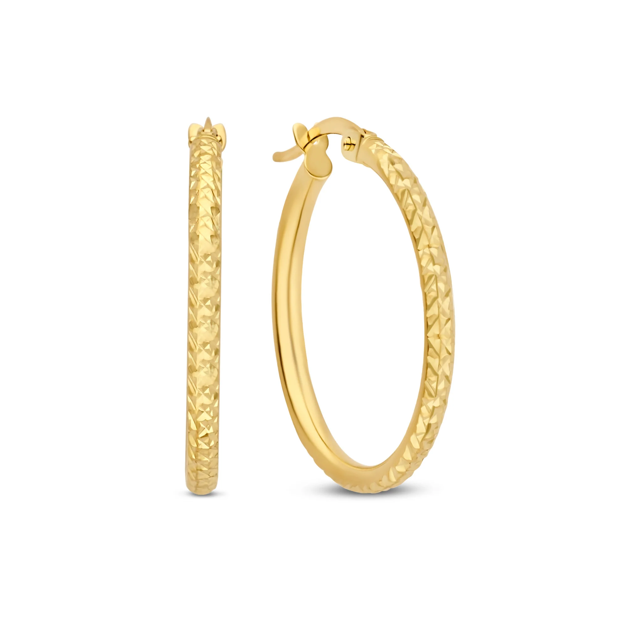 Rivoli Laura 14 karat gold hoop earrings with diamond cut