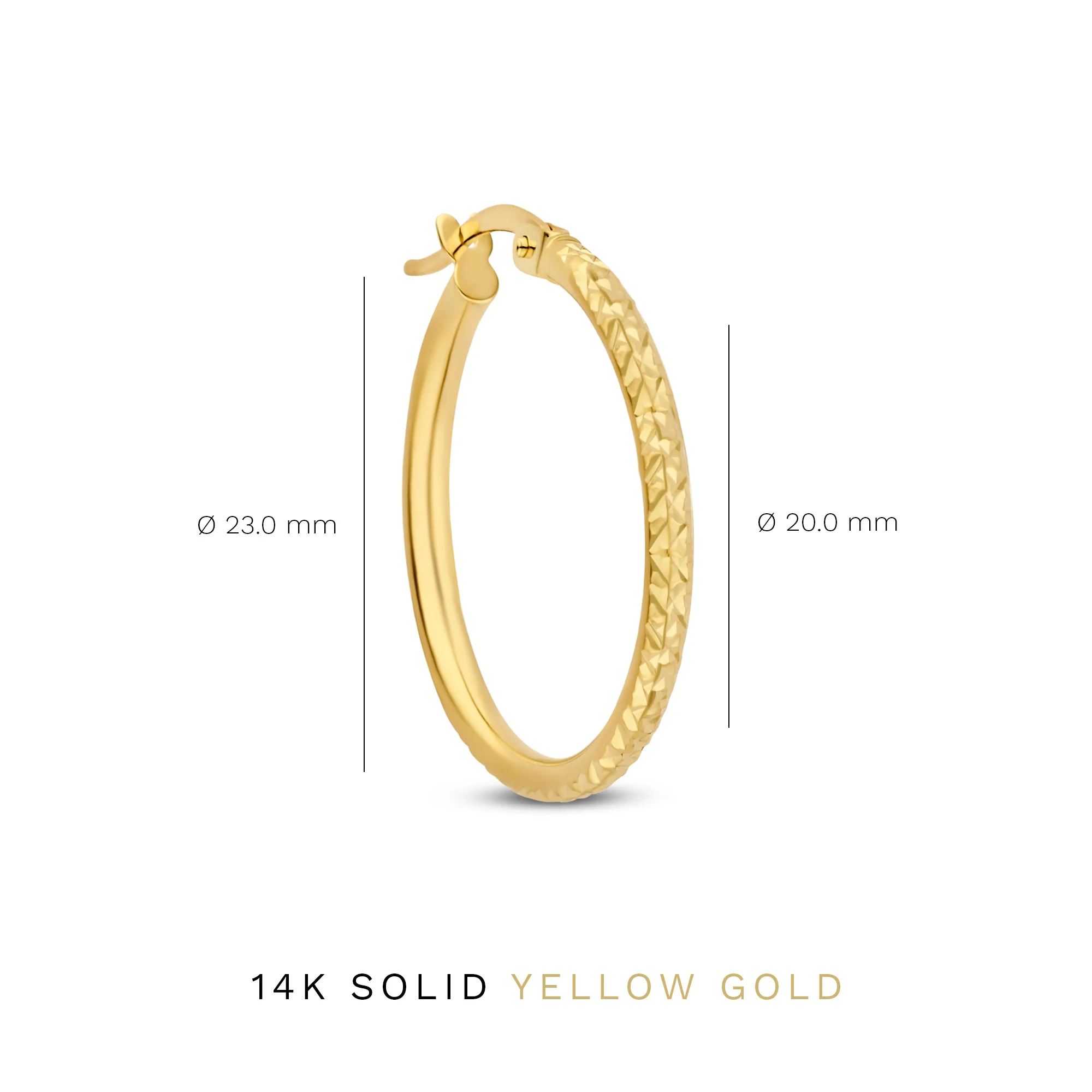 Rivoli Laura 14 karat gold hoop earrings with diamond cut - Image 5