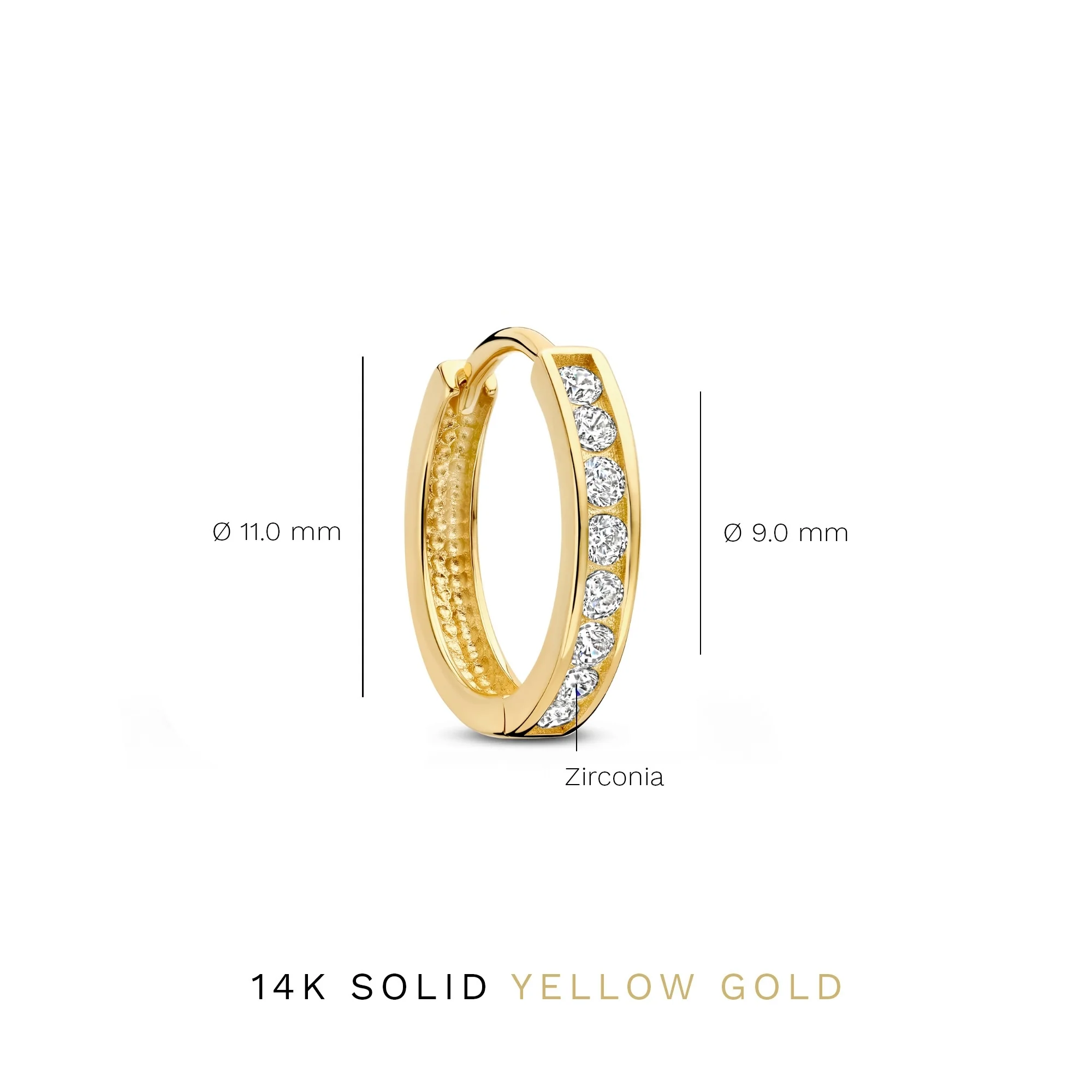 Le Marais Tiphaine 14 karat gold hoop earrings with zirconia stones - Image 5