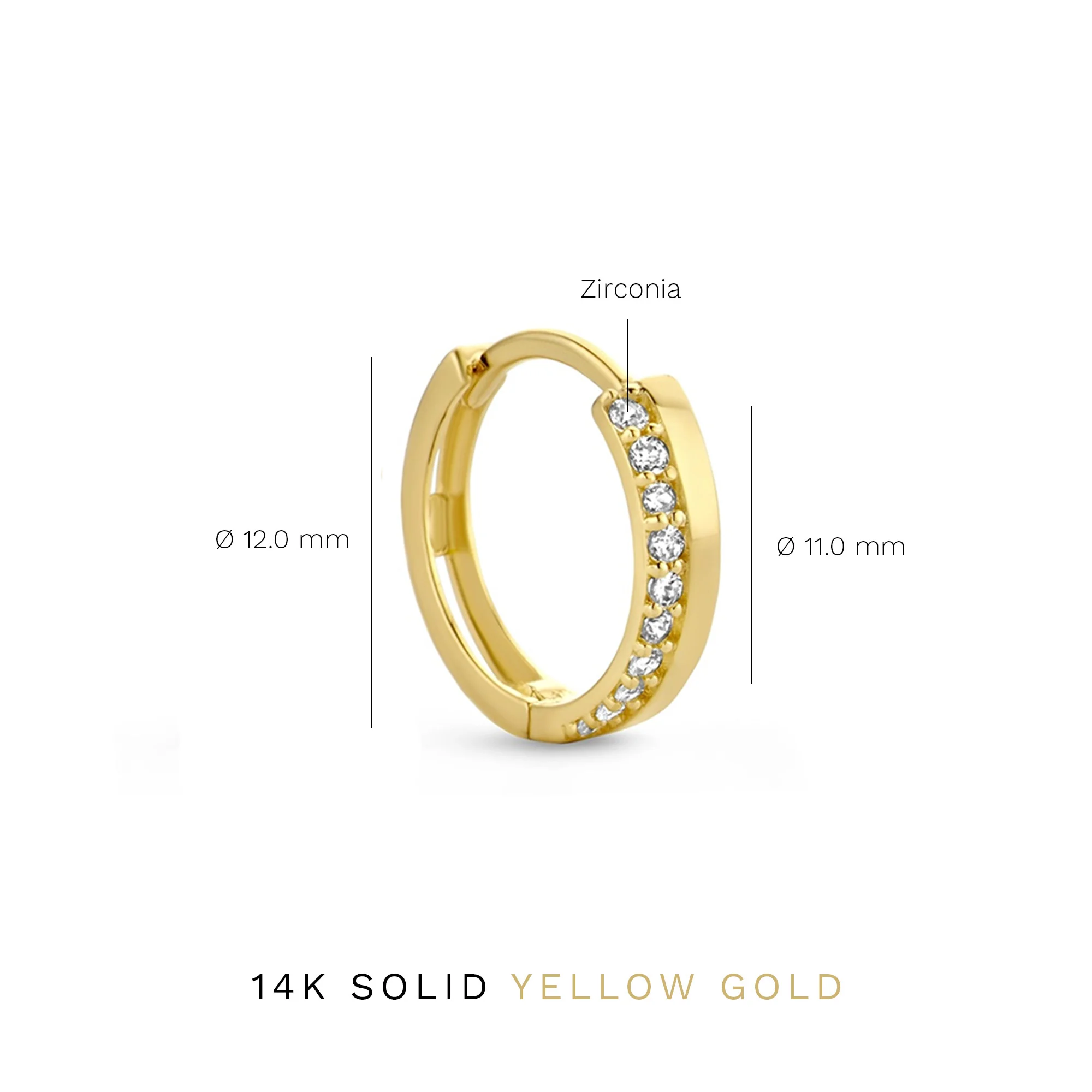 Rivoli Esmée 14 karat gold hoop earrings with zirconia stones - Image 5