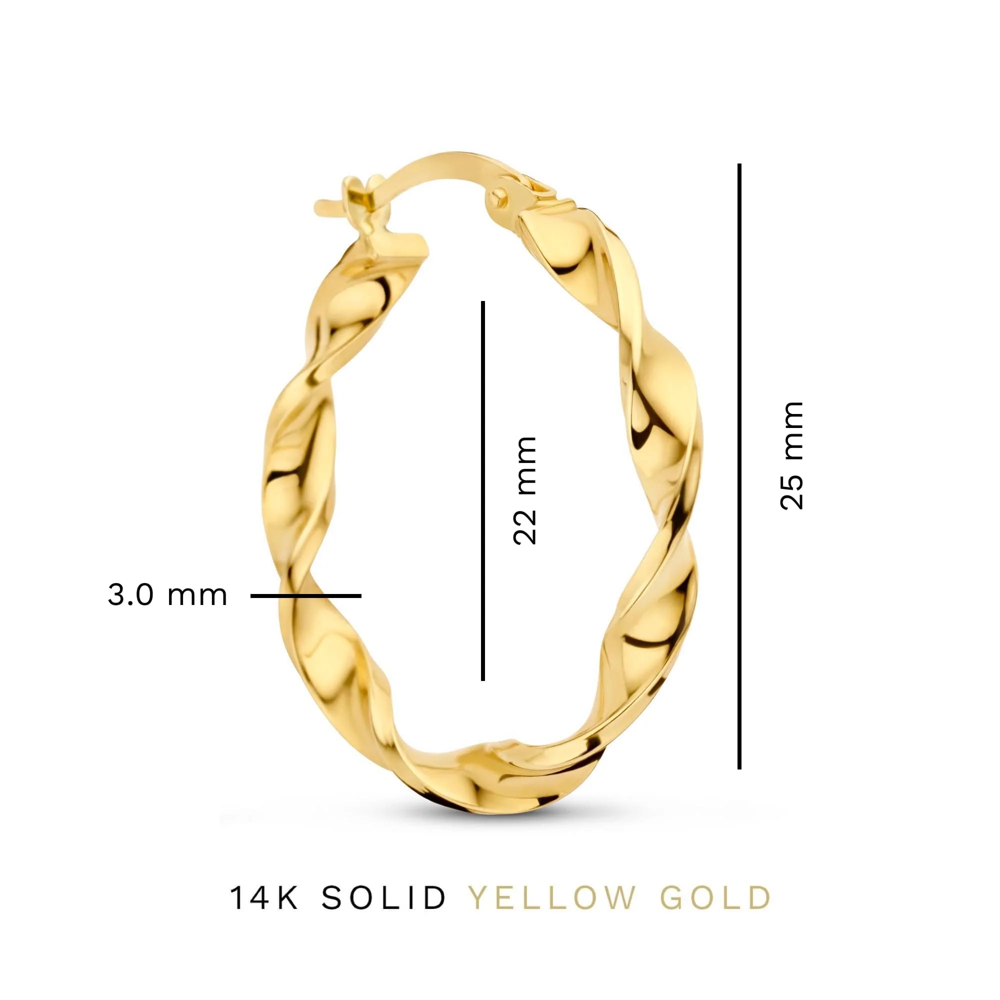 Rivoli Odette 14 karat gold hoop earrings with twist - Image 4