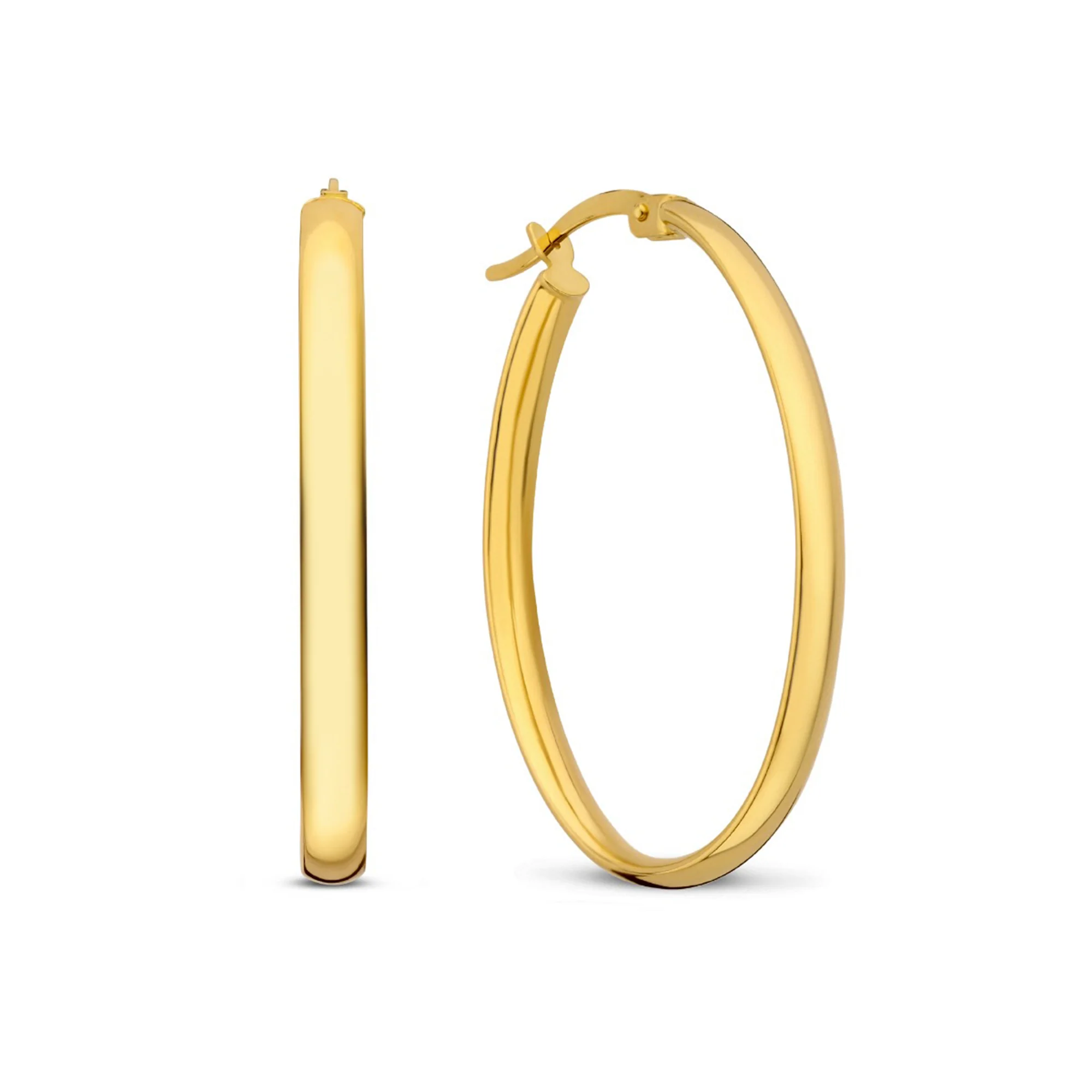 Rivoli Flori 14 karat gold oval hoop earrings (34 mm)