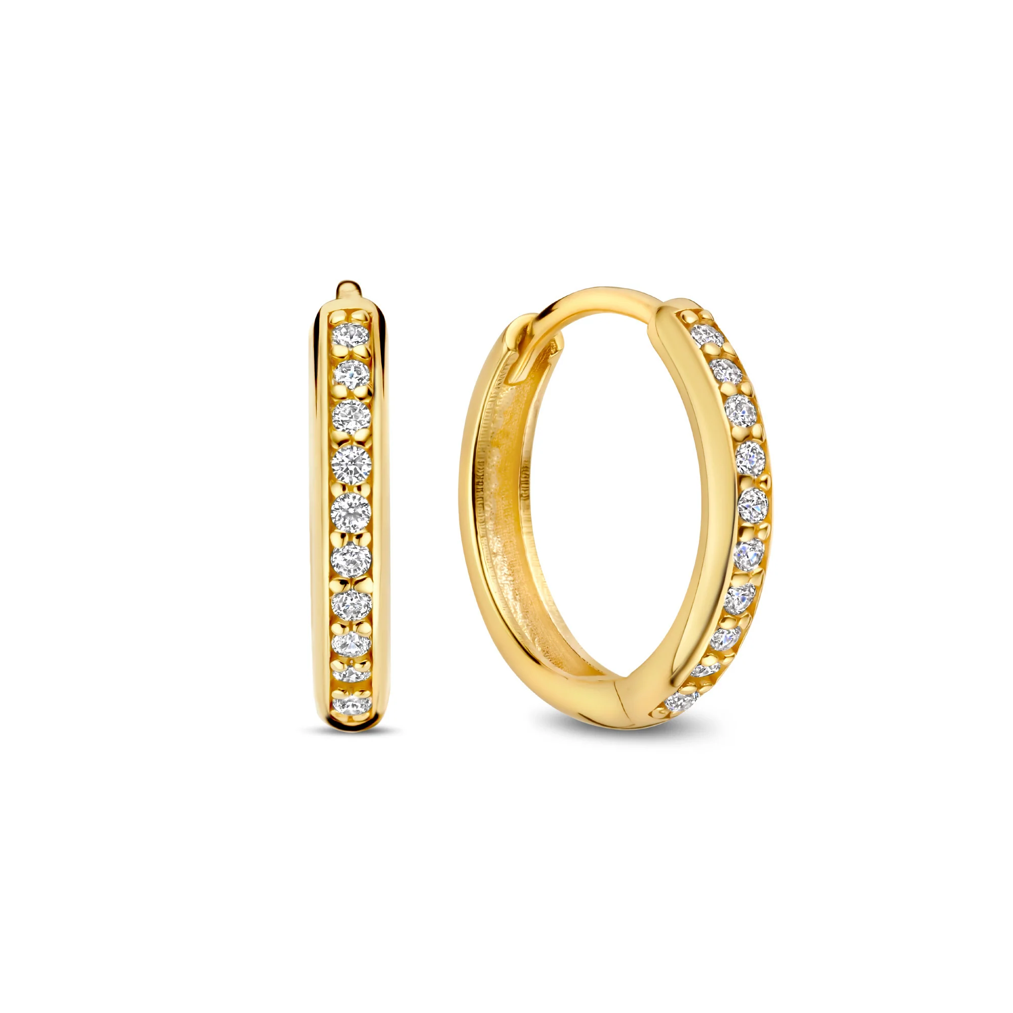 Le Marais Merle 14 karat gold hoop earrings with zirconia (12 mm)