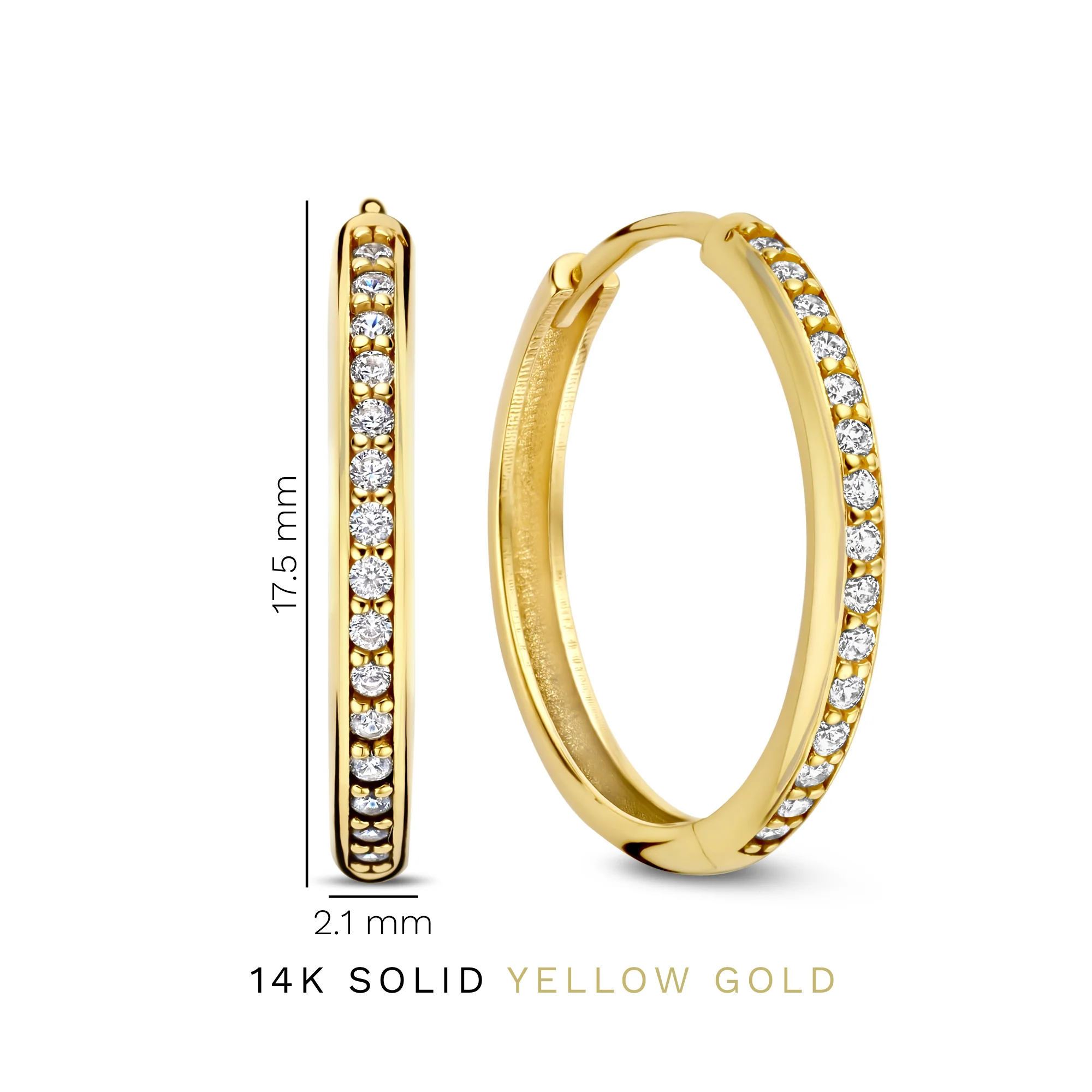 Le Marais Merle 14 karat gold hoop earrings with zirconia (17.5 mm) - Image 4