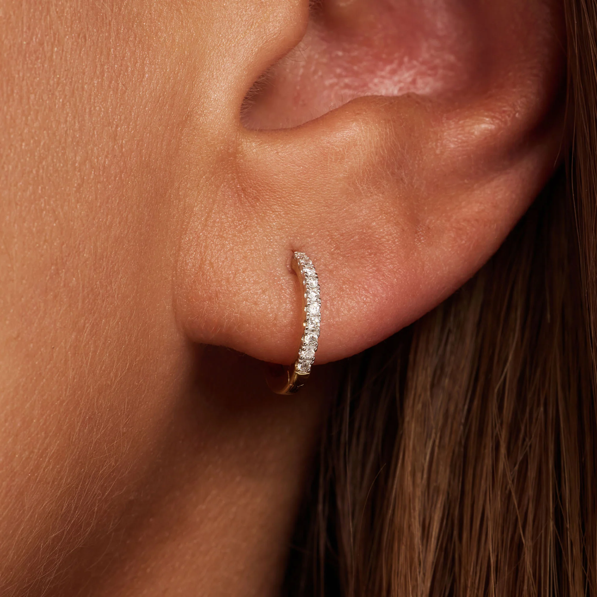 De la Paix Madeline 14 karat gold hoop earrings with diamond 0.09 ct - Image 3
