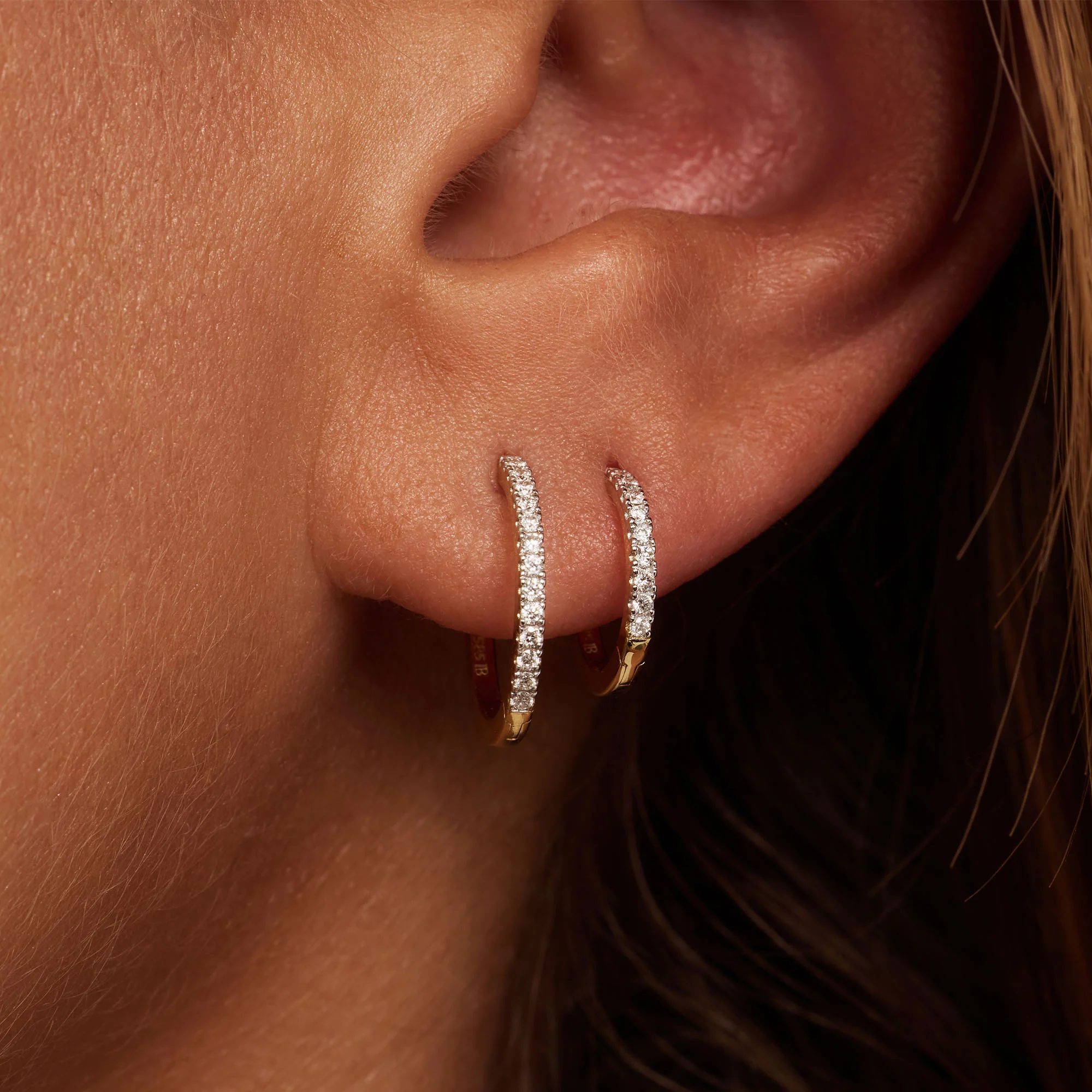 De la Paix Madeline 14 karat gold hoop earrings with diamond 0.09 ct - Image 5