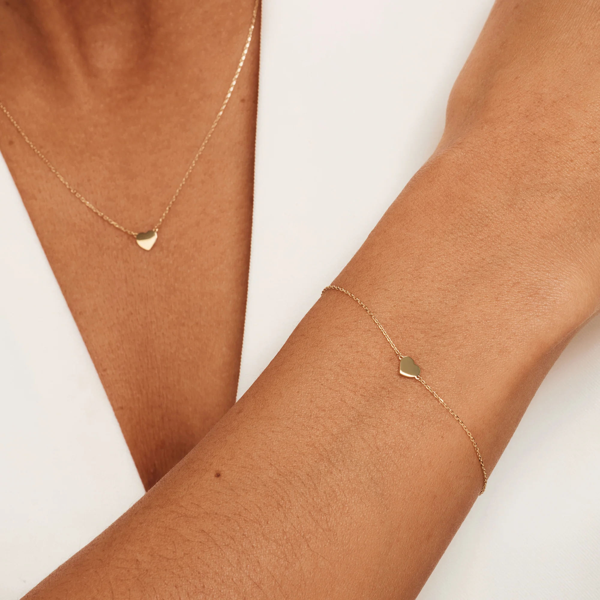 Cadeau d'Isabel 14 karat gold necklace and bracelet set with heart - Image 2