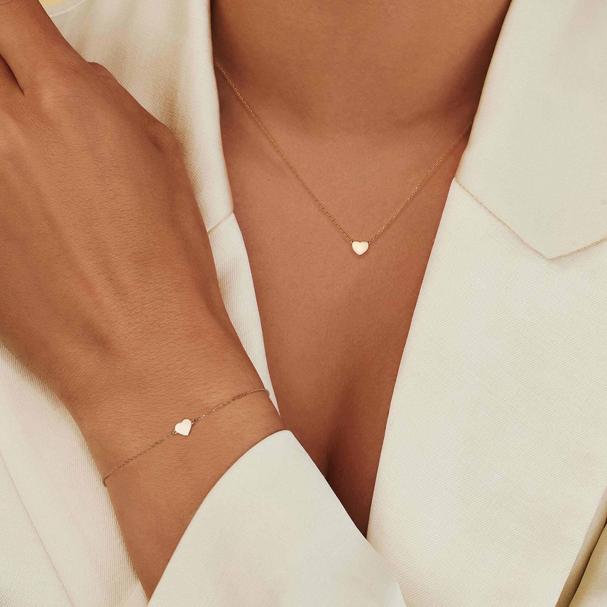 Cadeau d'Isabel 14 karat gold necklace and bracelet set with heart - Image 3