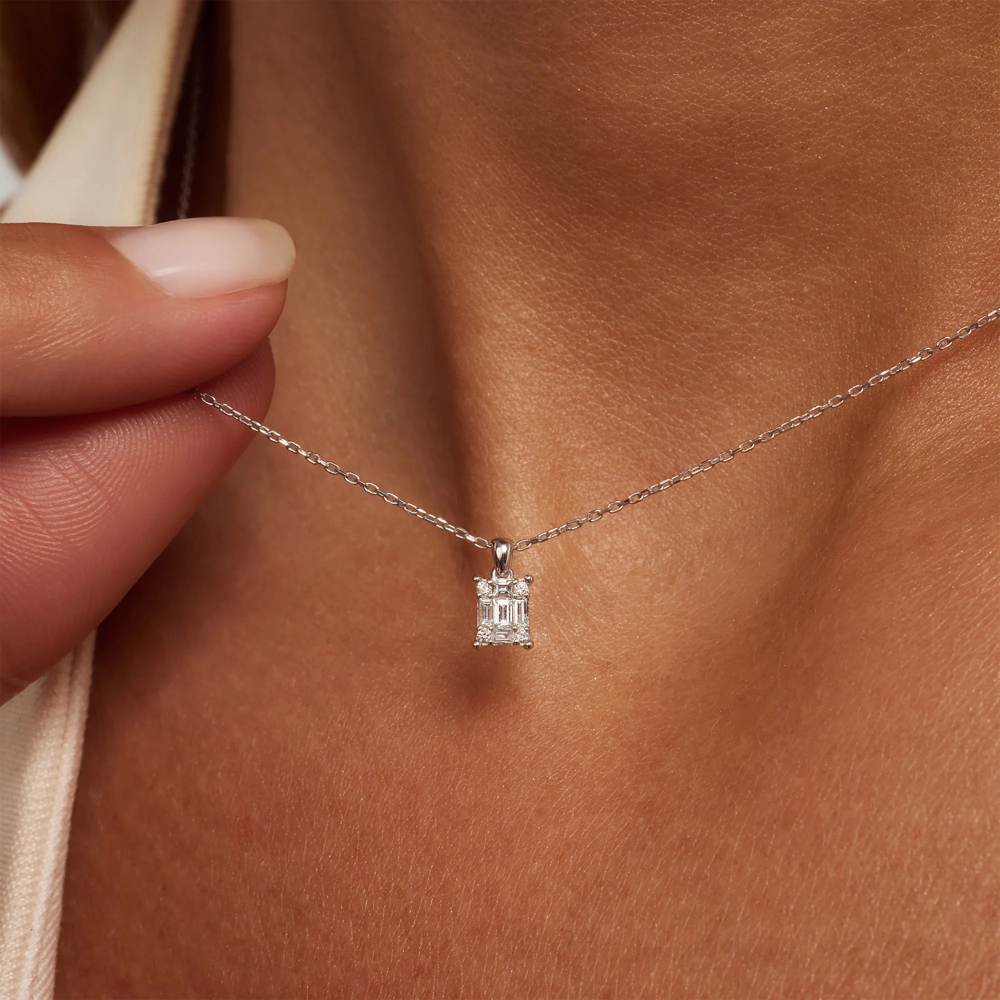 De la Paix Maxime 14 karat whitegold necklace with diamond 0.13 carat - Image 2