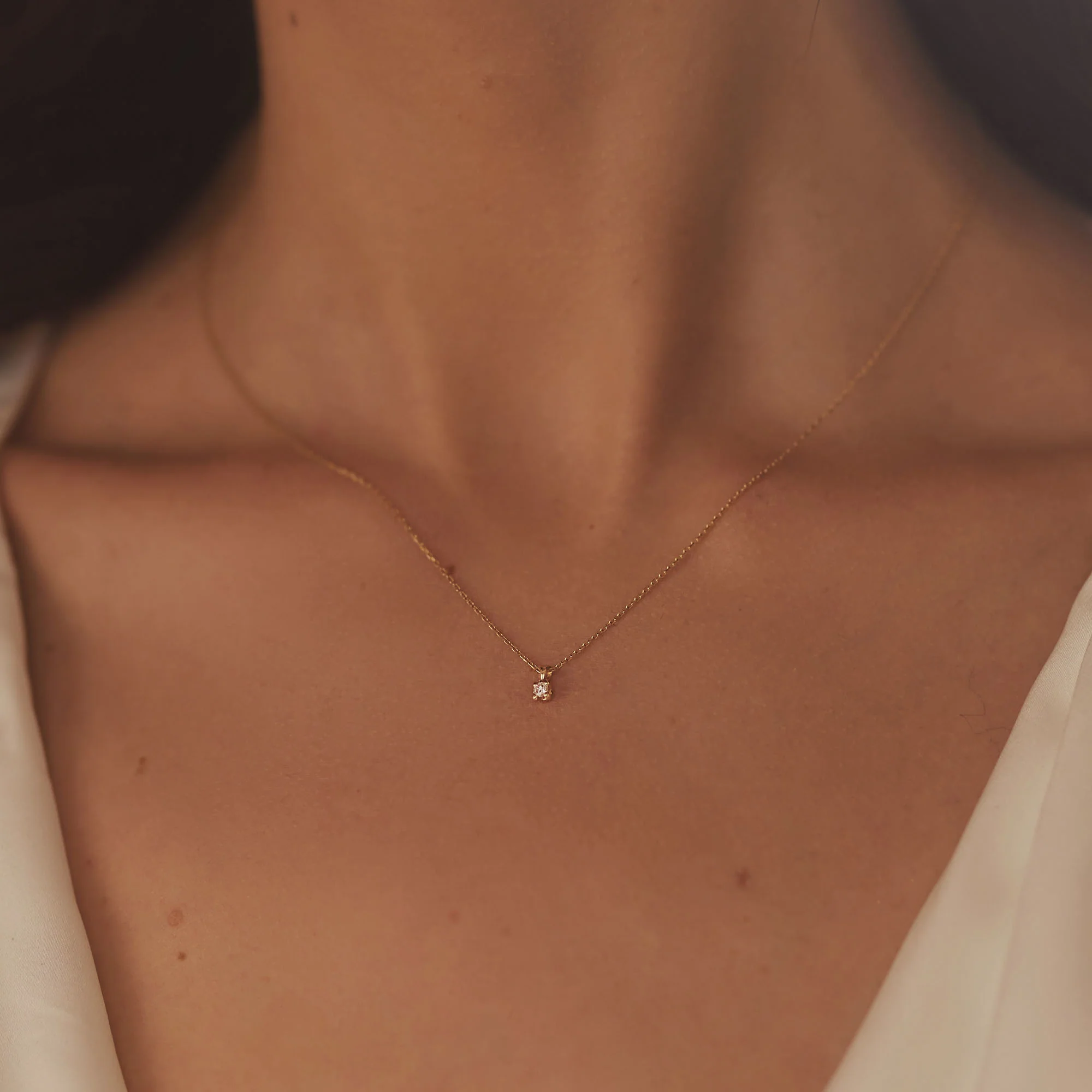 De la Paix Céline 14 karat gold necklace with diamond 0.05 carat - Image 2